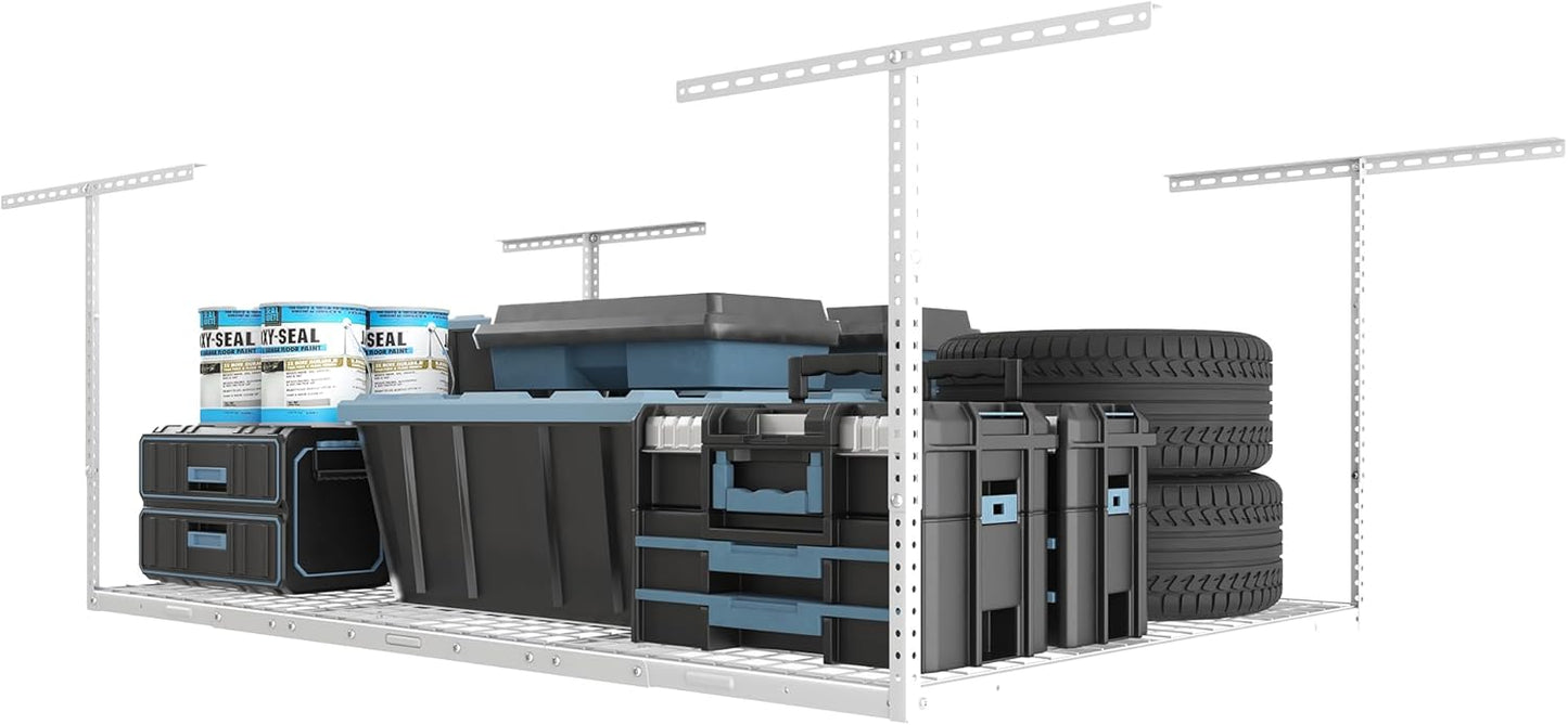 FLEXIMOUNTS 3x6 Overhead Garage Storage Adjustable Ceiling Rack 72" Length x 36" Width x 40" Height, 450lbs Weight Capacity, Black