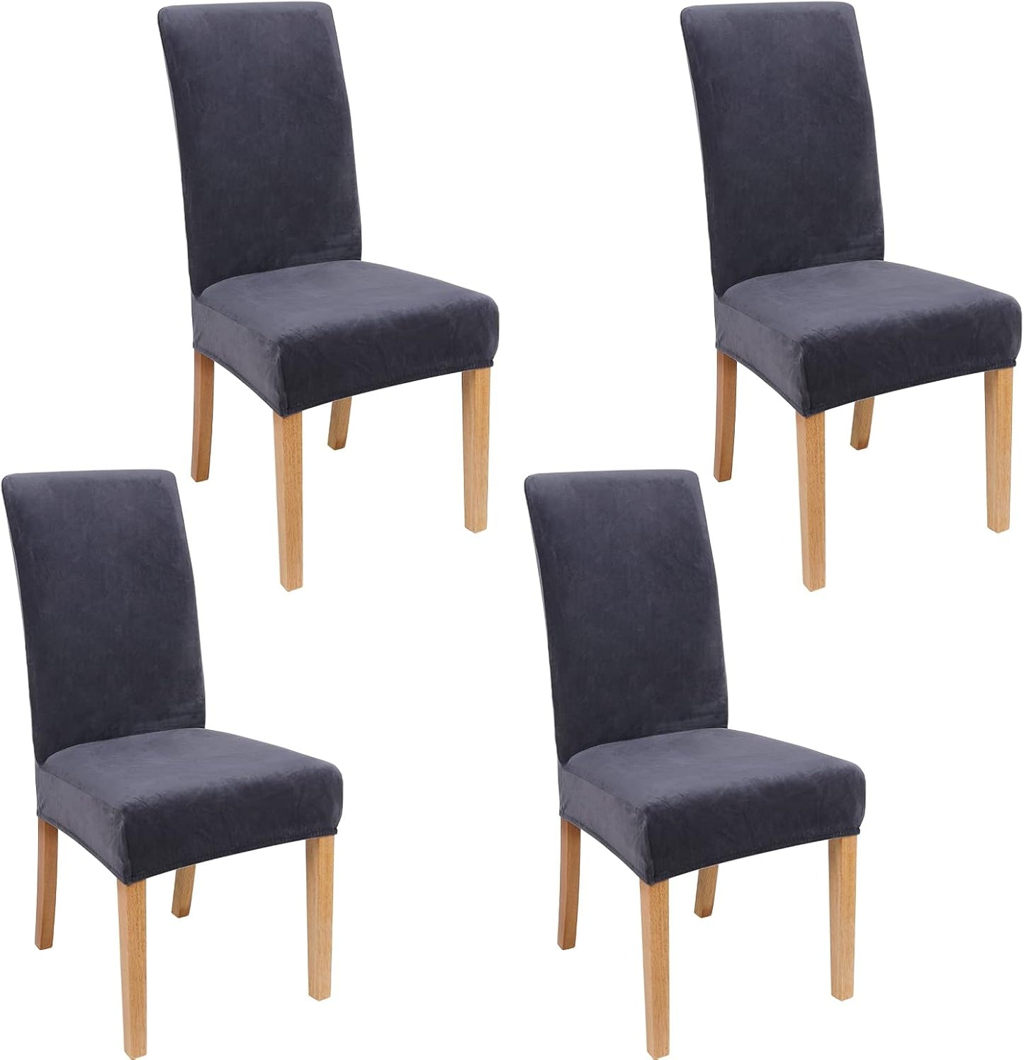 Smiry Velvet Stretch Chair Covers for Dining Room Set of 4, Soft Fit Removable Washable Kitchen Parsons Chair Slipcover Protector, Cream