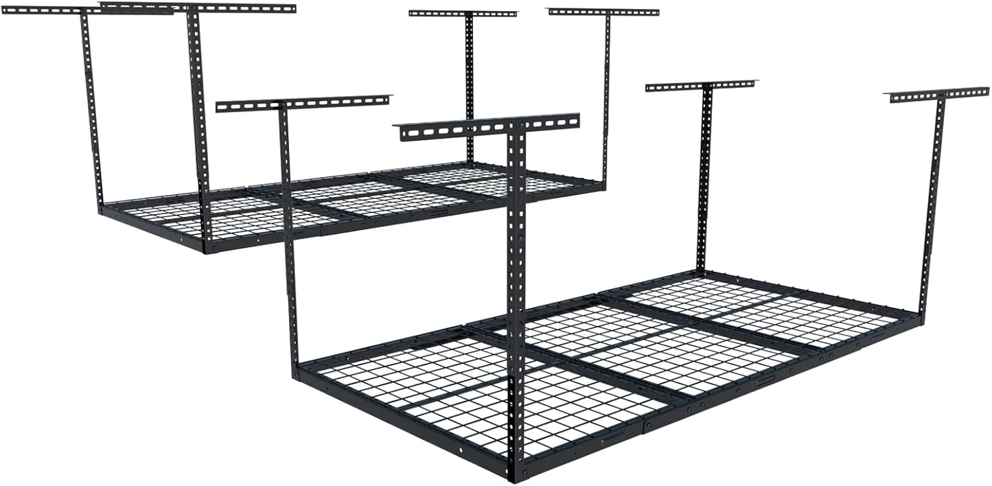 FLEXIMOUNTS 3x6 Overhead Garage Storage Adjustable Ceiling Rack 72" Length x 36" Width x 40" Height, 450lbs Weight Capacity, Black
