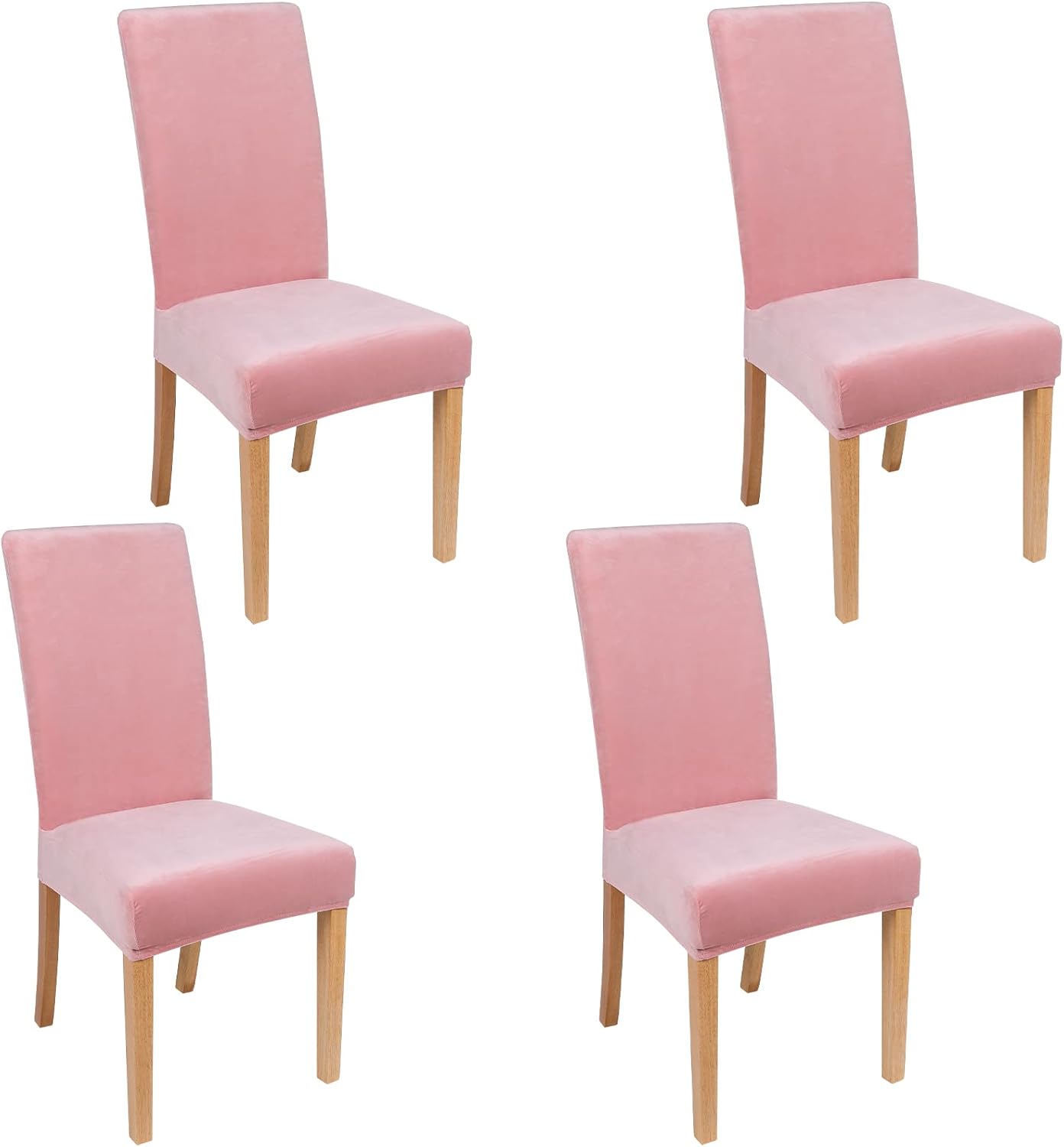 Smiry Velvet Stretch Chair Covers for Dining Room Set of 4, Soft Fit Removable Washable Kitchen Parsons Chair Slipcover Protector, Cream