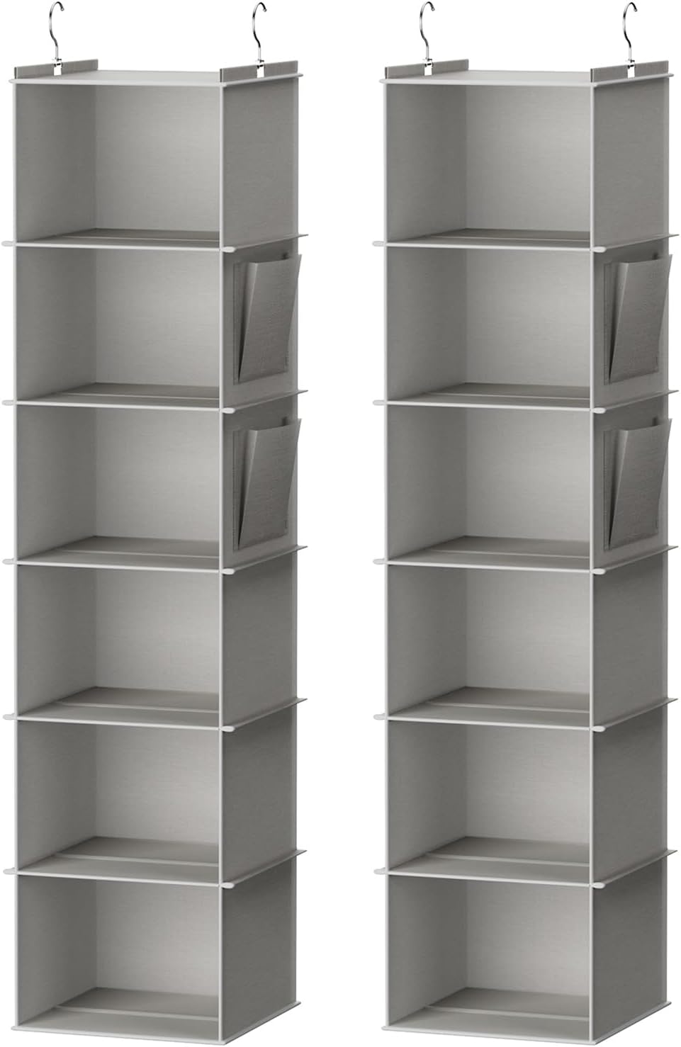 YOUDENOVA Hanging Closet Organizer and Storage, 6-Shelf Closet Hanging Storage Shelves, Grey