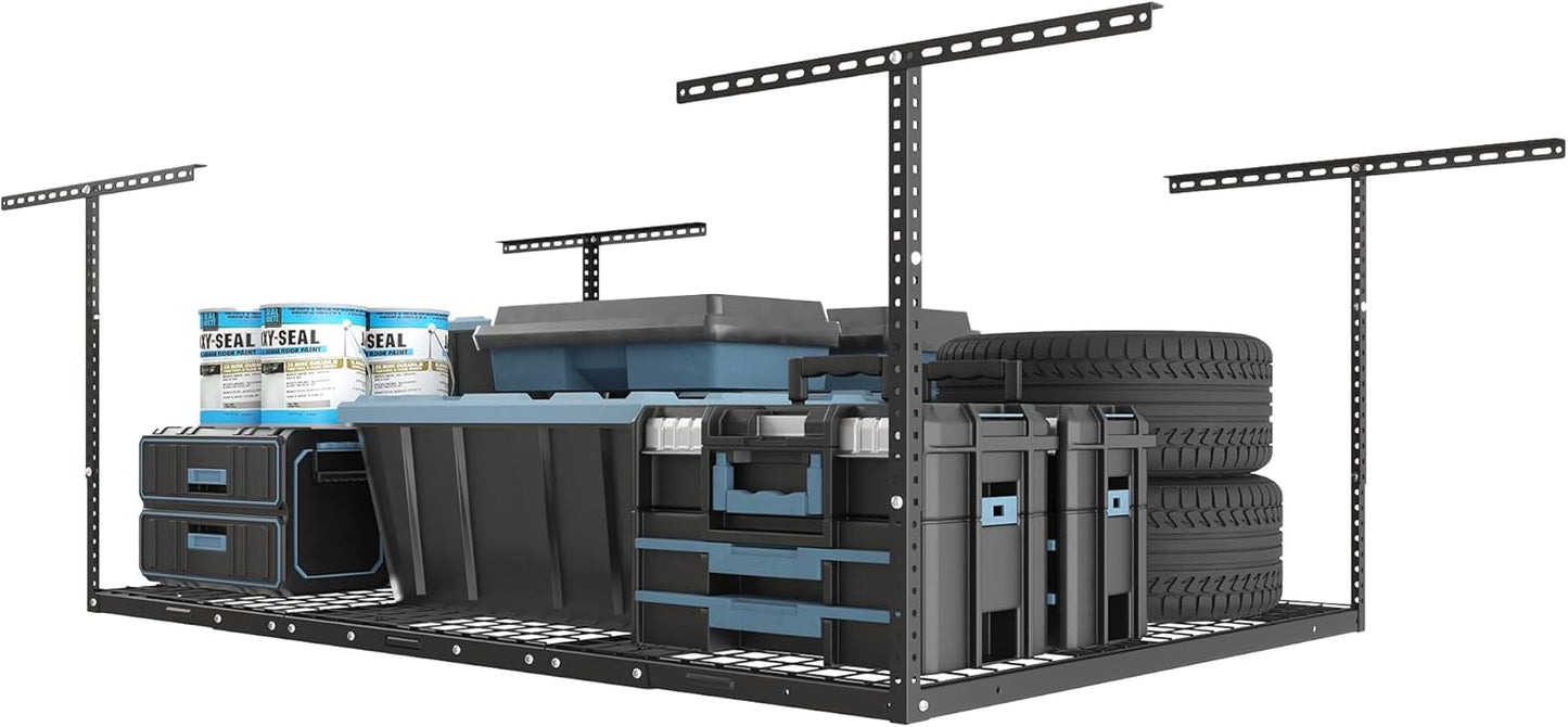 FLEXIMOUNTS 3x6 Overhead Garage Storage Adjustable Ceiling Rack 72" Length x 36" Width x 40" Height, 450lbs Weight Capacity, Black