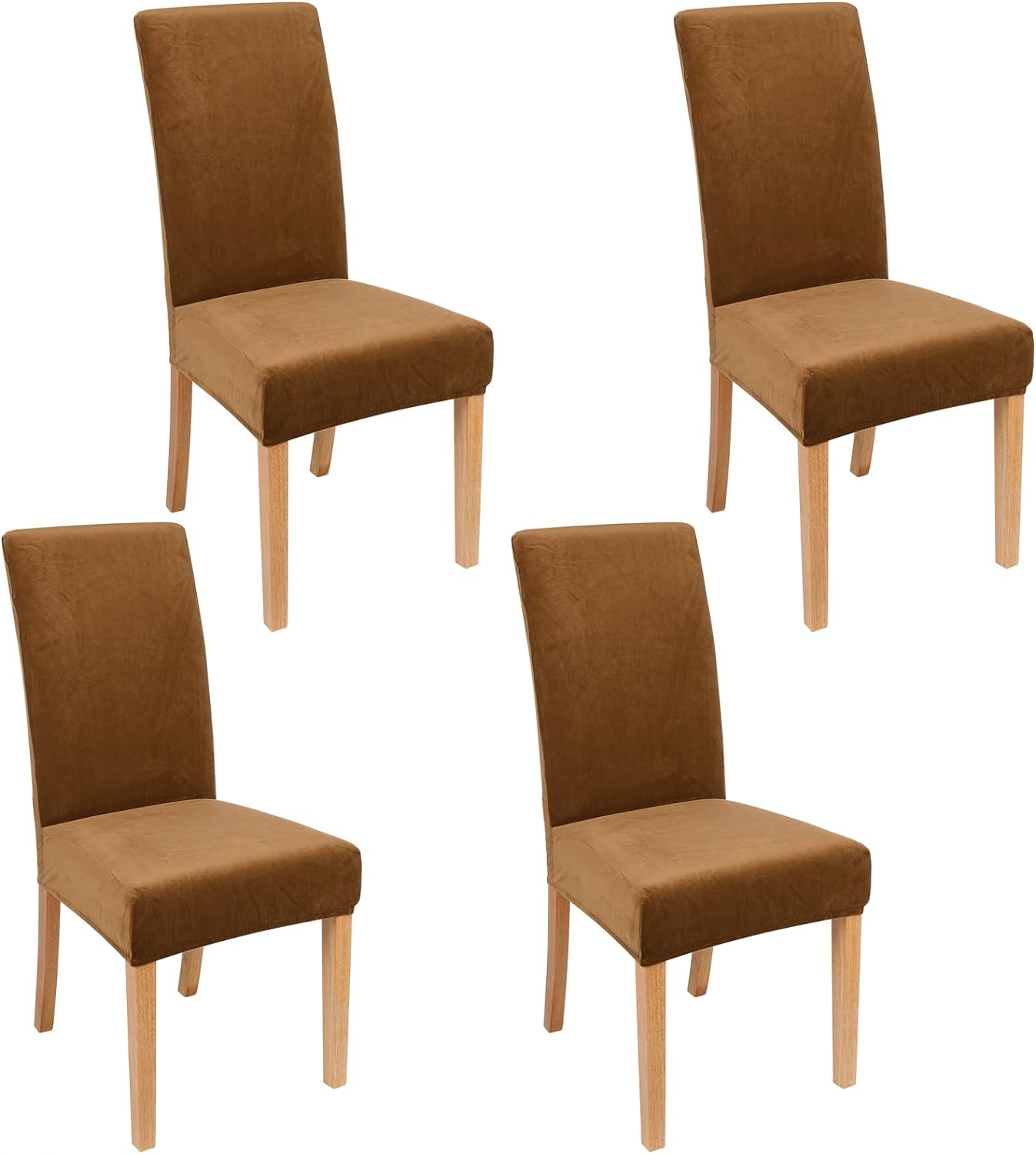 Smiry Velvet Stretch Chair Covers for Dining Room Set of 4, Soft Fit Removable Washable Kitchen Parsons Chair Slipcover Protector, Cream