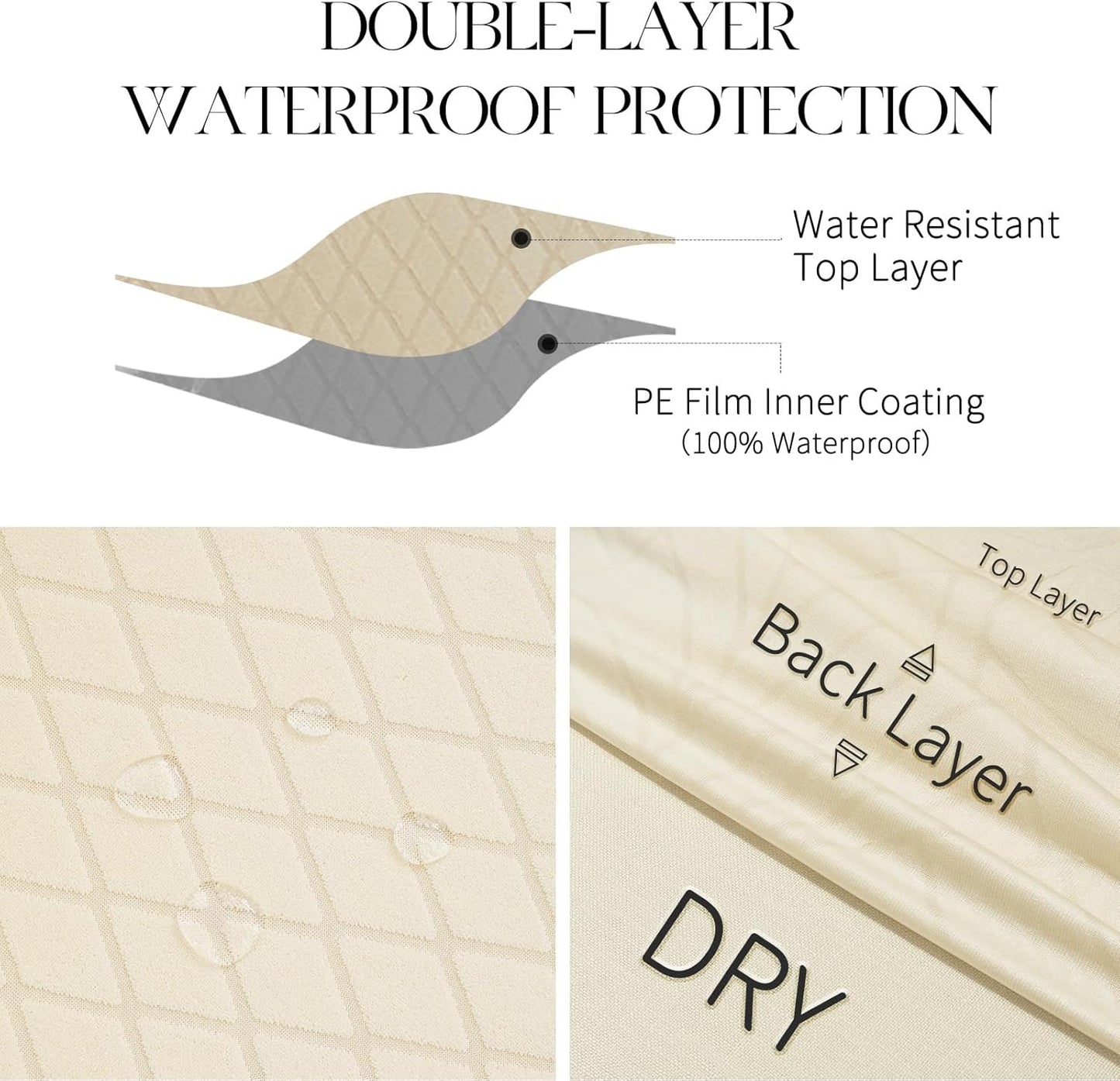 MOSAYT 100% Waterproof Dining Room Chair Covers Set of 6, Super Fit Stretch Jacquard Parson Chairs Slipcovers Removable Washable Chair Seat Protectors for Home, Kitchen, Banquet (Beige)