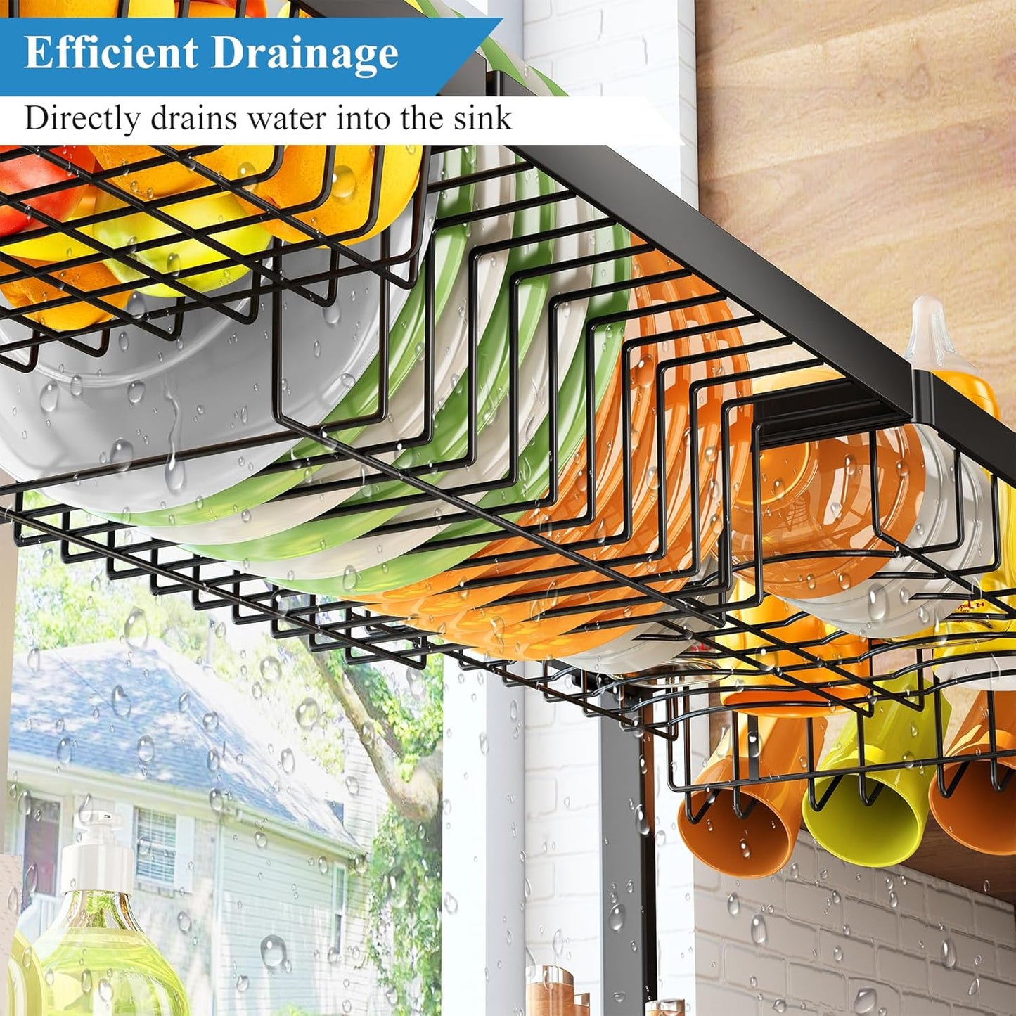 4 Baskets Over The Sink Dish Drying Rack - Large Kitchen Dish Rack with Adjustable Design, Space Saving Drying Rack, 12.4" D x 30"-41.5" W x 20.5" H
