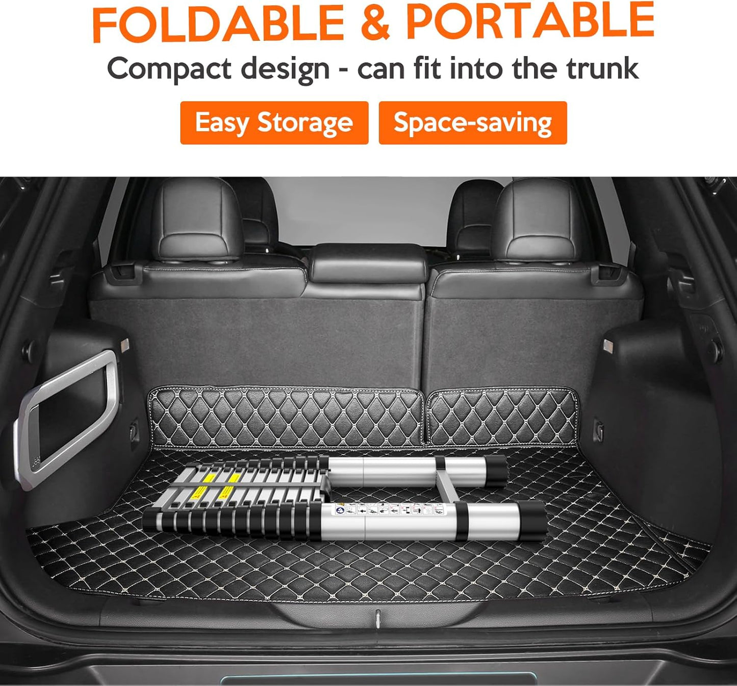 Telescoping Ladder,12.5 FT Extension Ladder, Heavy Duty 330lbs Max Capacity, Multi-Purpose Collapsible Ladder for RV or Outdoor Work Black