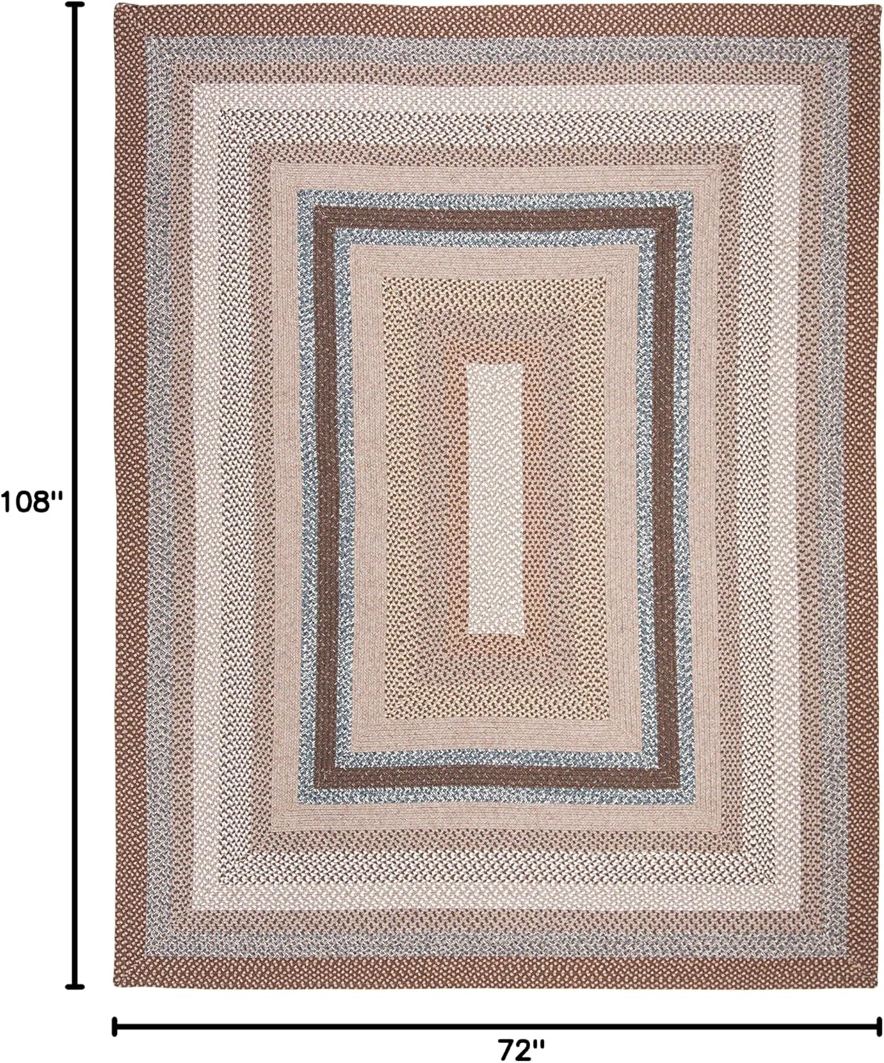 SAFAVIEH Braided Collection Area Rug - 8' Round, Brown & Multi, Handmade Country Cottage Reversible, Ideal for High Traffic Areas in Living Room, Bedroom (BRD313A)