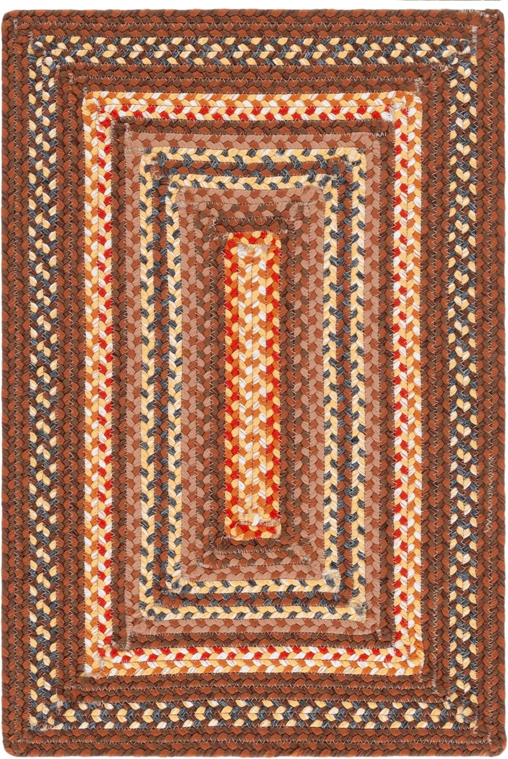 SAFAVIEH Braided Collection Area Rug - 8' Round, Brown & Multi, Handmade Country Cottage Reversible, Ideal for High Traffic Areas in Living Room, Bedroom (BRD313A)