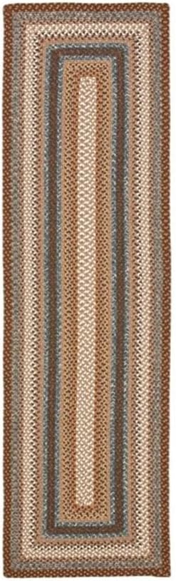 SAFAVIEH Braided Collection Area Rug - 8' Round, Brown & Multi, Handmade Country Cottage Reversible, Ideal for High Traffic Areas in Living Room, Bedroom (BRD313A)