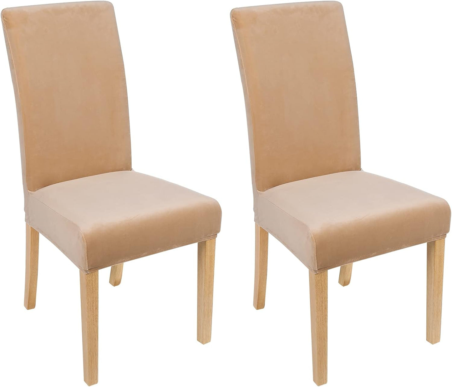 Smiry Velvet Stretch Chair Covers for Dining Room Set of 4, Soft Fit Removable Washable Kitchen Parsons Chair Slipcover Protector, Cream