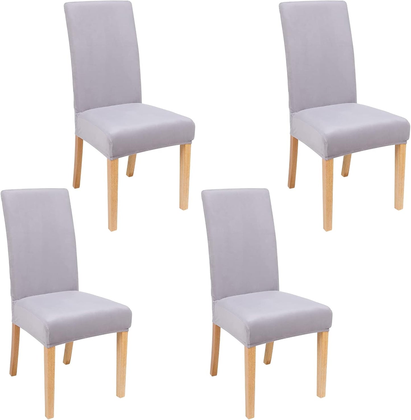 Smiry Velvet Stretch Chair Covers for Dining Room Set of 4, Soft Fit Removable Washable Kitchen Parsons Chair Slipcover Protector, Cream