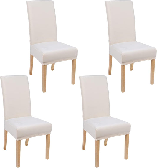 Smiry Velvet Stretch Chair Covers for Dining Room Set of 4, Soft Fit Removable Washable Kitchen Parsons Chair Slipcover Protector, Cream