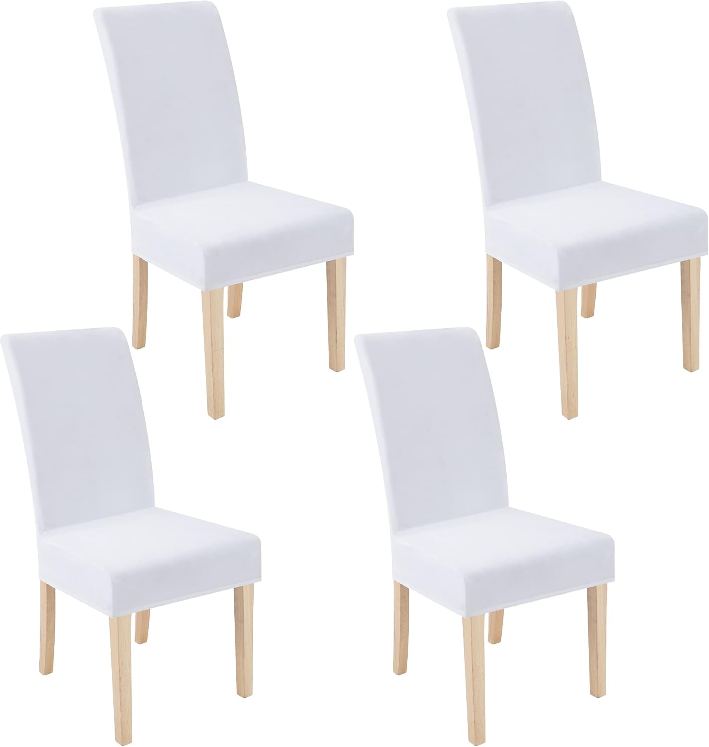 Smiry Velvet Stretch Chair Covers for Dining Room Set of 4, Soft Fit Removable Washable Kitchen Parsons Chair Slipcover Protector, Cream