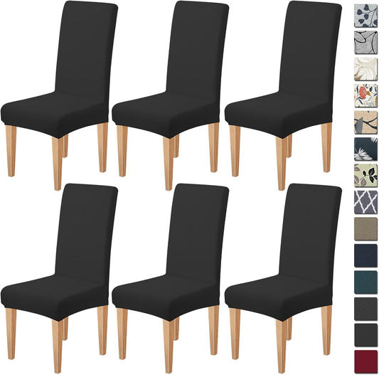 Dioxide High Stretch Chair Covers for Dining Chairs, Washable Dining Chair Covers Set of 6, Soft Dining Chairs Seat Covers, Parsons Chair Slipcover Protectors for Home Hotel Restaurant Banquet