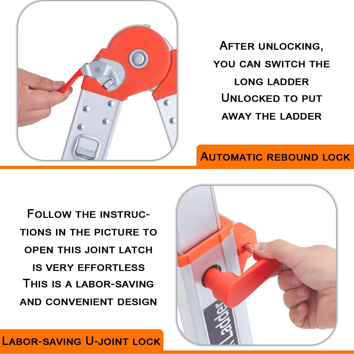 Ladder, A Frame 4 Step Ladder Extension, 14 FT Anti-Slip Multi Position & Storage Folding Ladder, 330 lbs Security Load Telescoping Aluminum Ladders for Stairs Home Indoor Outdoor Roof