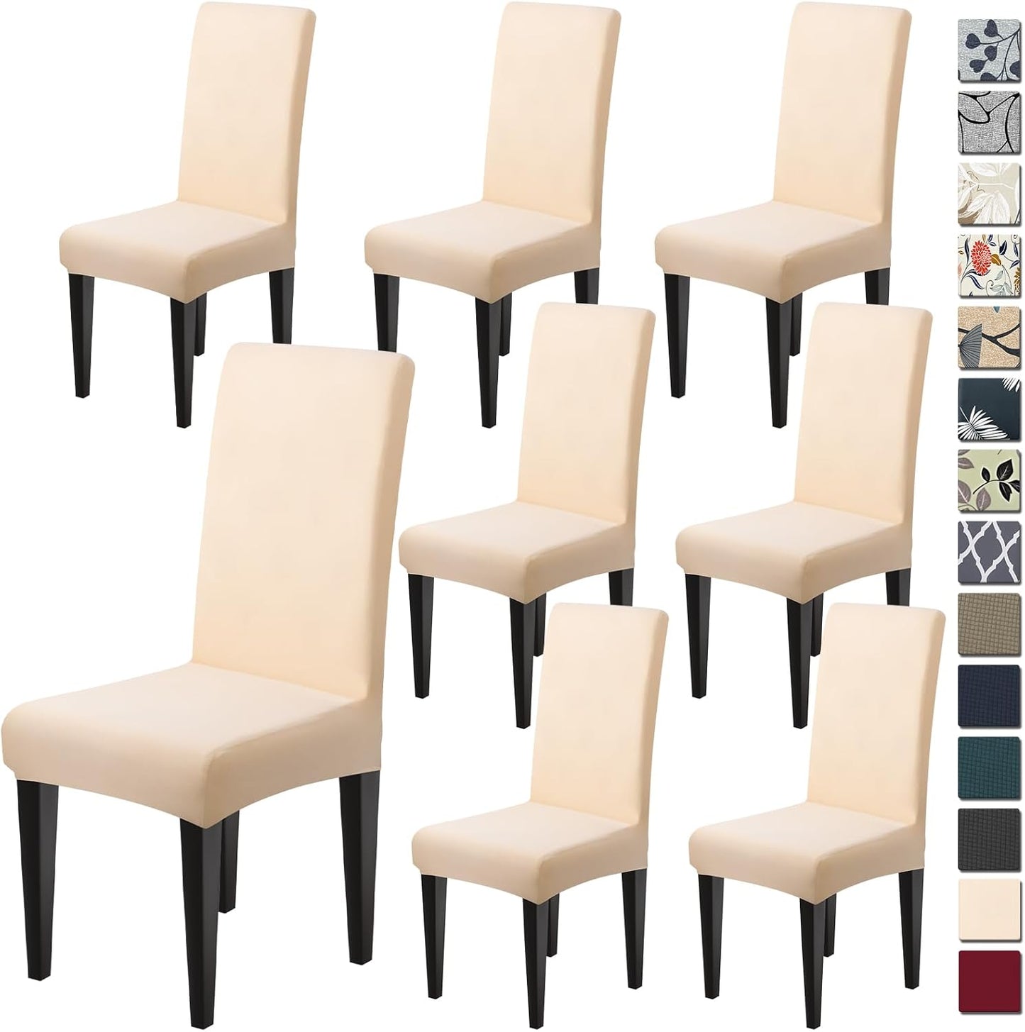 Dioxide High Stretch Chair Covers for Dining Chairs, Washable Dining Chair Covers Set of 6, Soft Dining Chairs Seat Covers, Parsons Chair Slipcover Protectors for Home Hotel Restaurant Banquet
