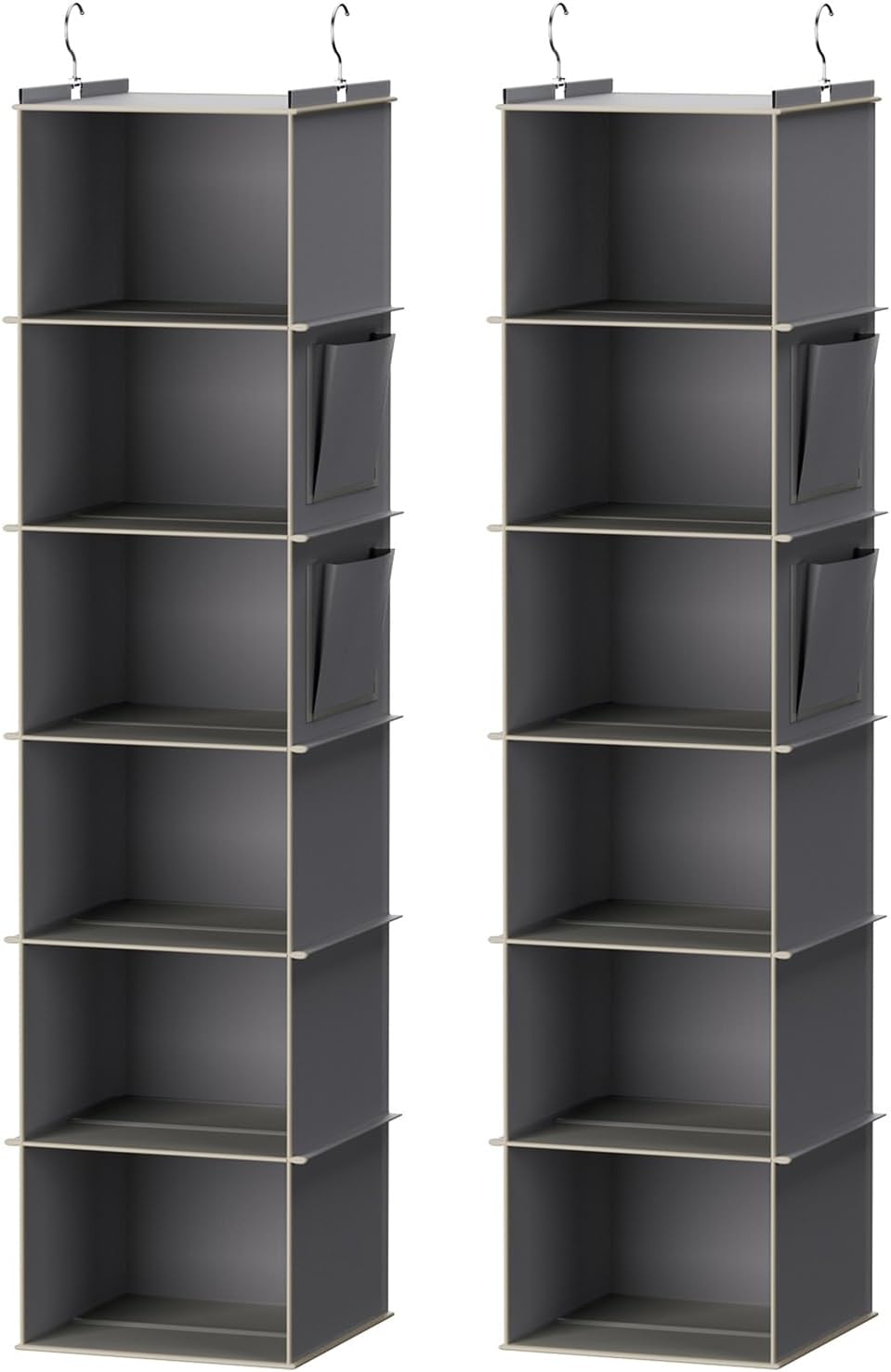 YOUDENOVA Hanging Closet Organizer and Storage, 6-Shelf Closet Hanging Storage Shelves, Grey