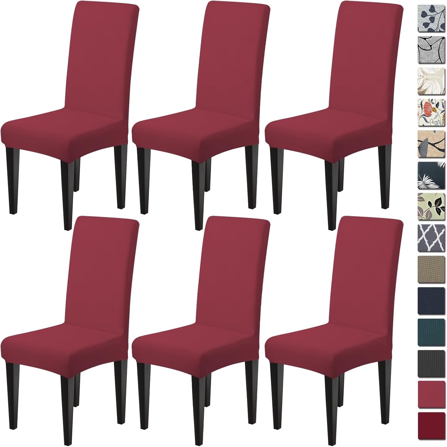 Dioxide High Stretch Chair Covers for Dining Chairs, Washable Dining Chair Covers Set of 6, Soft Dining Chairs Seat Covers, Parsons Chair Slipcover Protectors for Home Hotel Restaurant Banquet