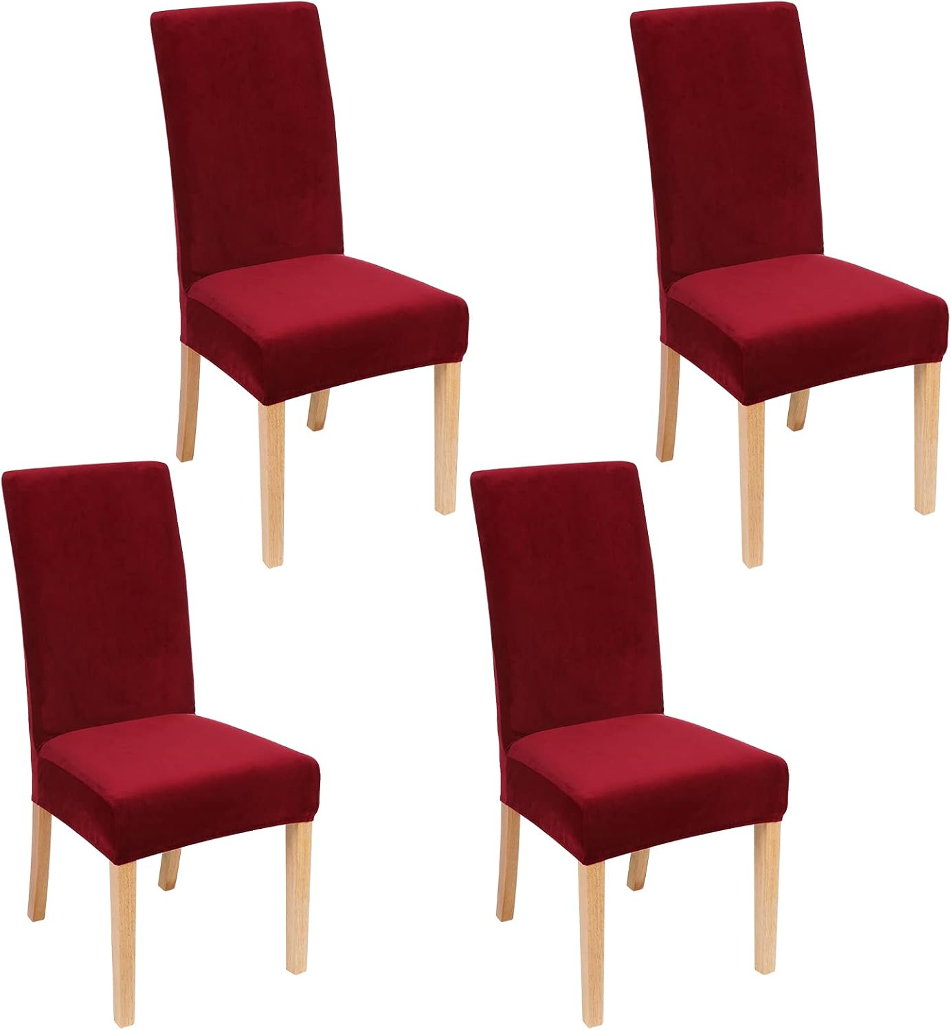 Smiry Velvet Stretch Chair Covers for Dining Room Set of 4, Soft Fit Removable Washable Kitchen Parsons Chair Slipcover Protector, Cream