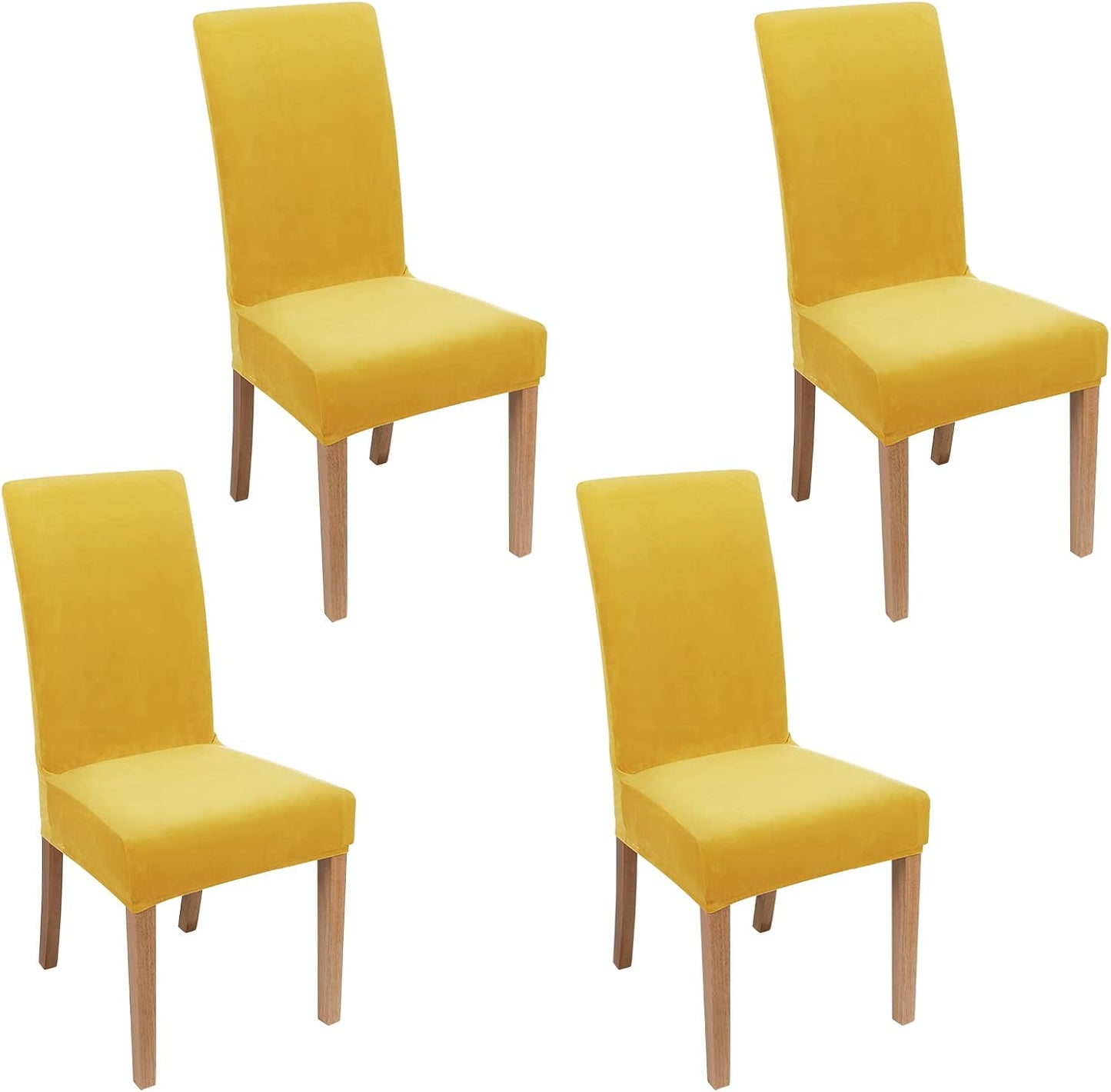 Smiry Velvet Stretch Chair Covers for Dining Room Set of 4, Soft Fit Removable Washable Kitchen Parsons Chair Slipcover Protector, Cream