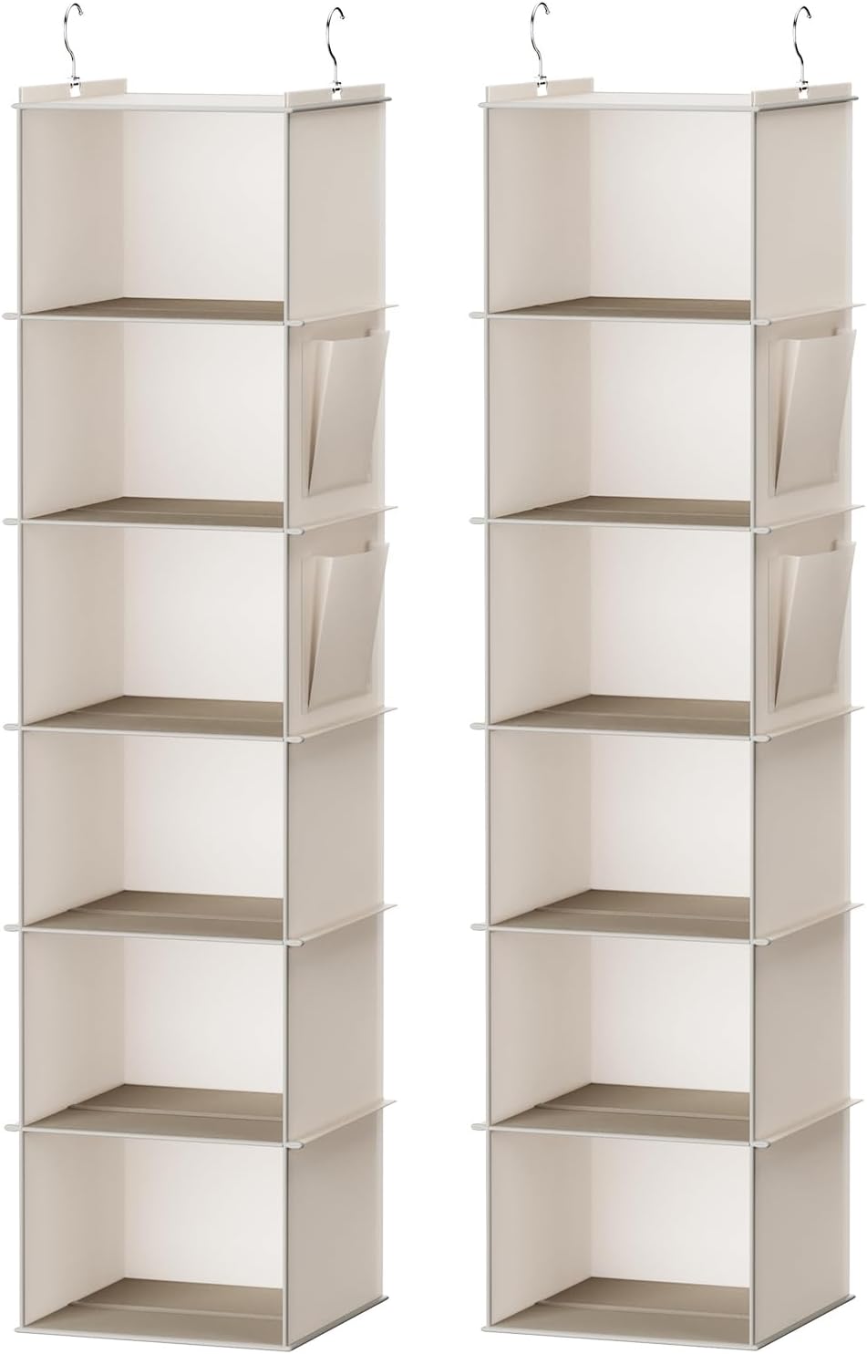 YOUDENOVA Hanging Closet Organizer and Storage, 6-Shelf Closet Hanging Storage Shelves, Grey