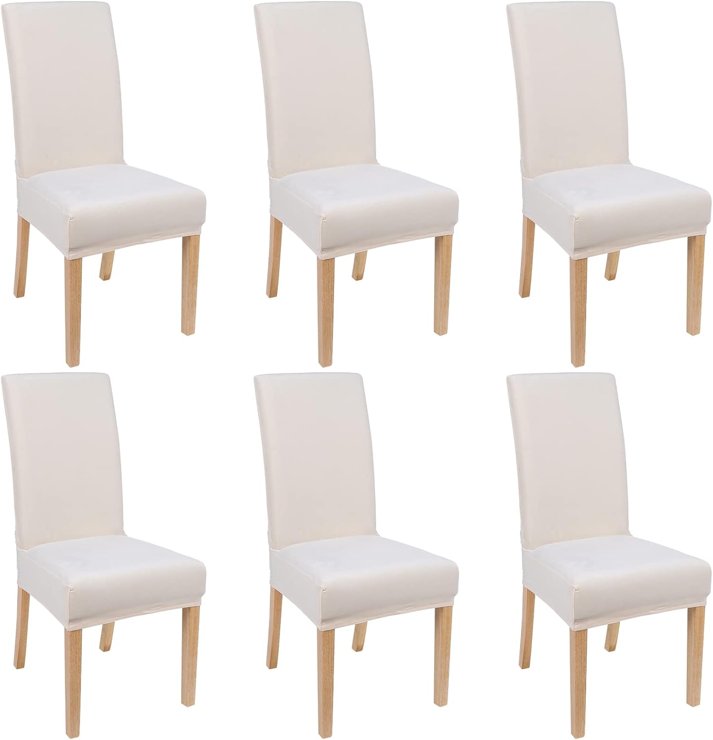 Smiry Velvet Stretch Chair Covers for Dining Room Set of 4, Soft Fit Removable Washable Kitchen Parsons Chair Slipcover Protector, Cream