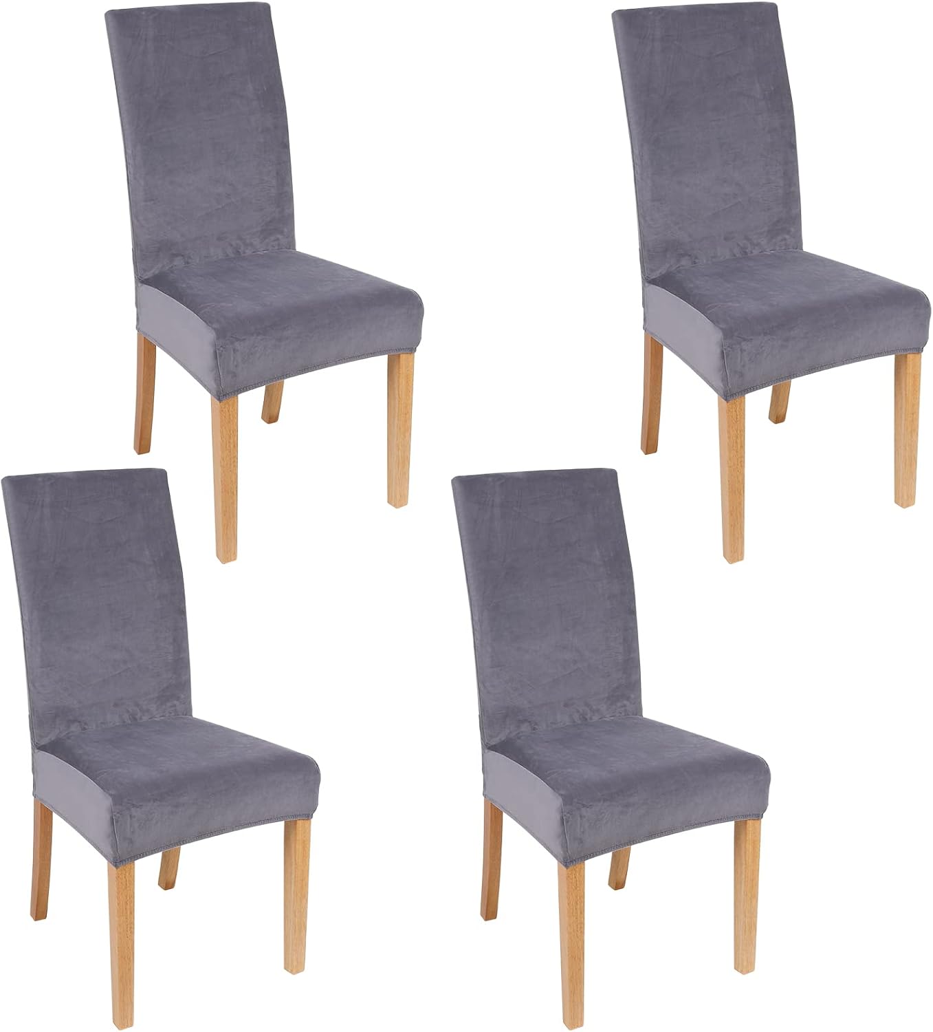 Smiry Velvet Stretch Chair Covers for Dining Room Set of 4, Soft Fit Removable Washable Kitchen Parsons Chair Slipcover Protector, Cream