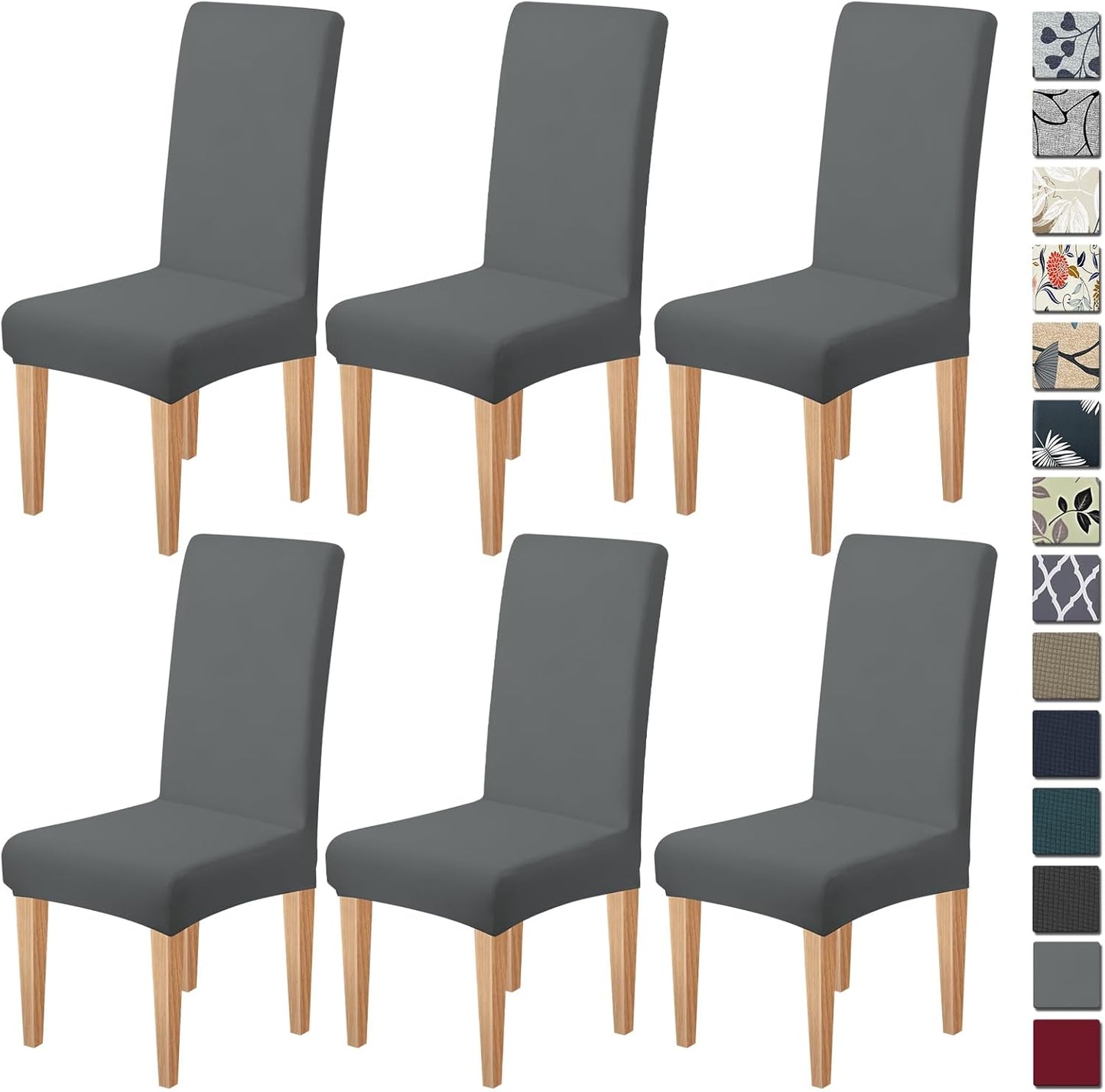 Dioxide High Stretch Chair Covers for Dining Chairs, Washable Dining Chair Covers Set of 6, Soft Dining Chairs Seat Covers, Parsons Chair Slipcover Protectors for Home Hotel Restaurant Banquet