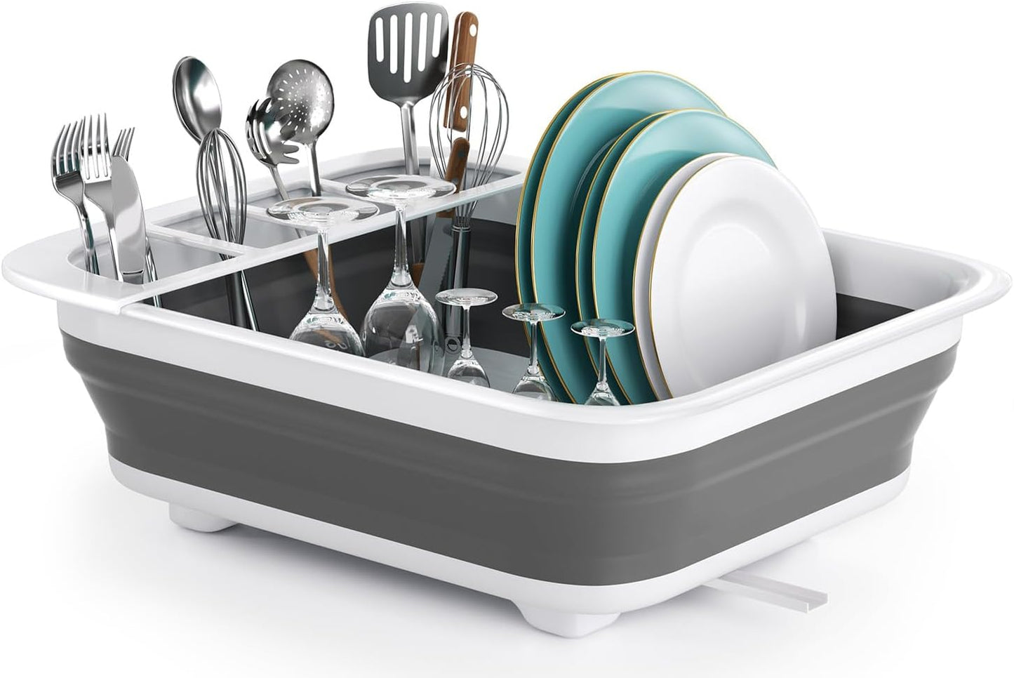 Collapsible Dish Drying Rack Portable Dinnerware Drainer Organizer for Kitchen RV Campers Travel Trailer Space Saving Kitchen Storage Tray