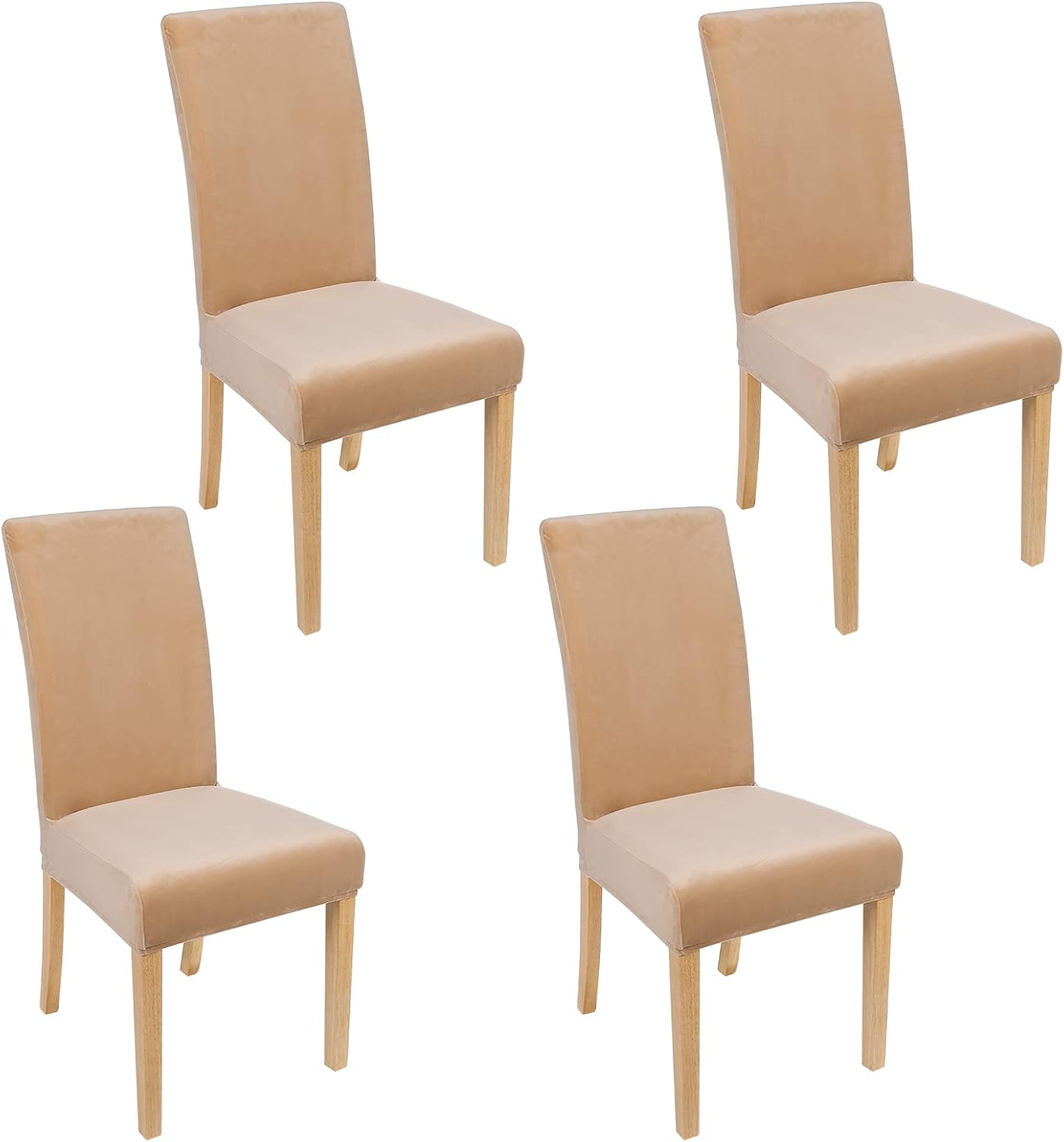 Smiry Velvet Stretch Chair Covers for Dining Room Set of 4, Soft Fit Removable Washable Kitchen Parsons Chair Slipcover Protector, Cream