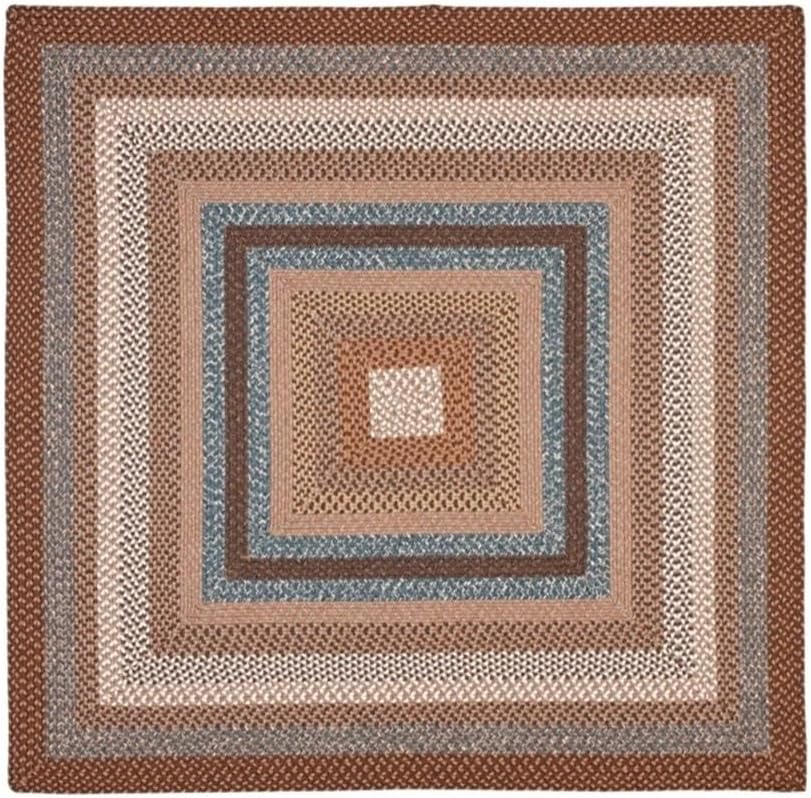 SAFAVIEH Braided Collection Area Rug - 8' Round, Brown & Multi, Handmade Country Cottage Reversible, Ideal for High Traffic Areas in Living Room, Bedroom (BRD313A)