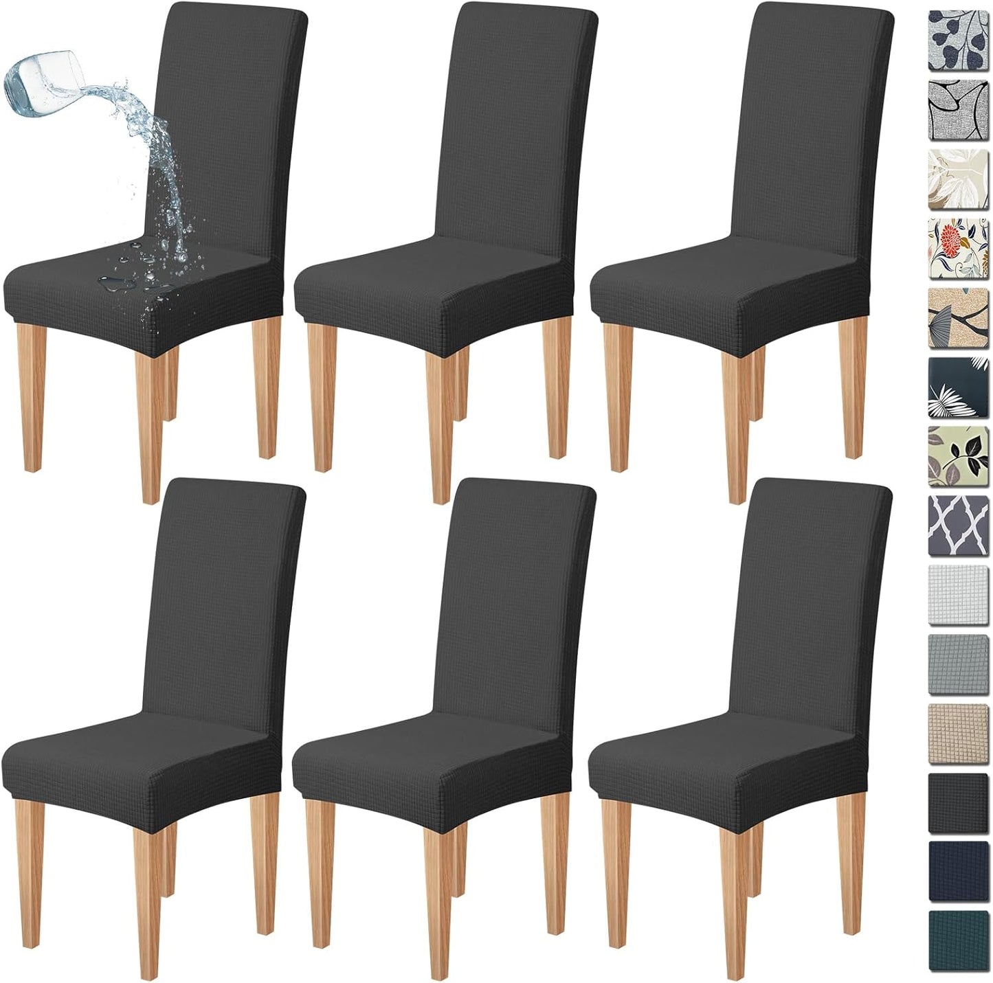 Dioxide High Stretch Chair Covers for Dining Chairs, Washable Dining Chair Covers Set of 6, Soft Dining Chairs Seat Covers, Parsons Chair Slipcover Protectors for Home Hotel Restaurant Banquet