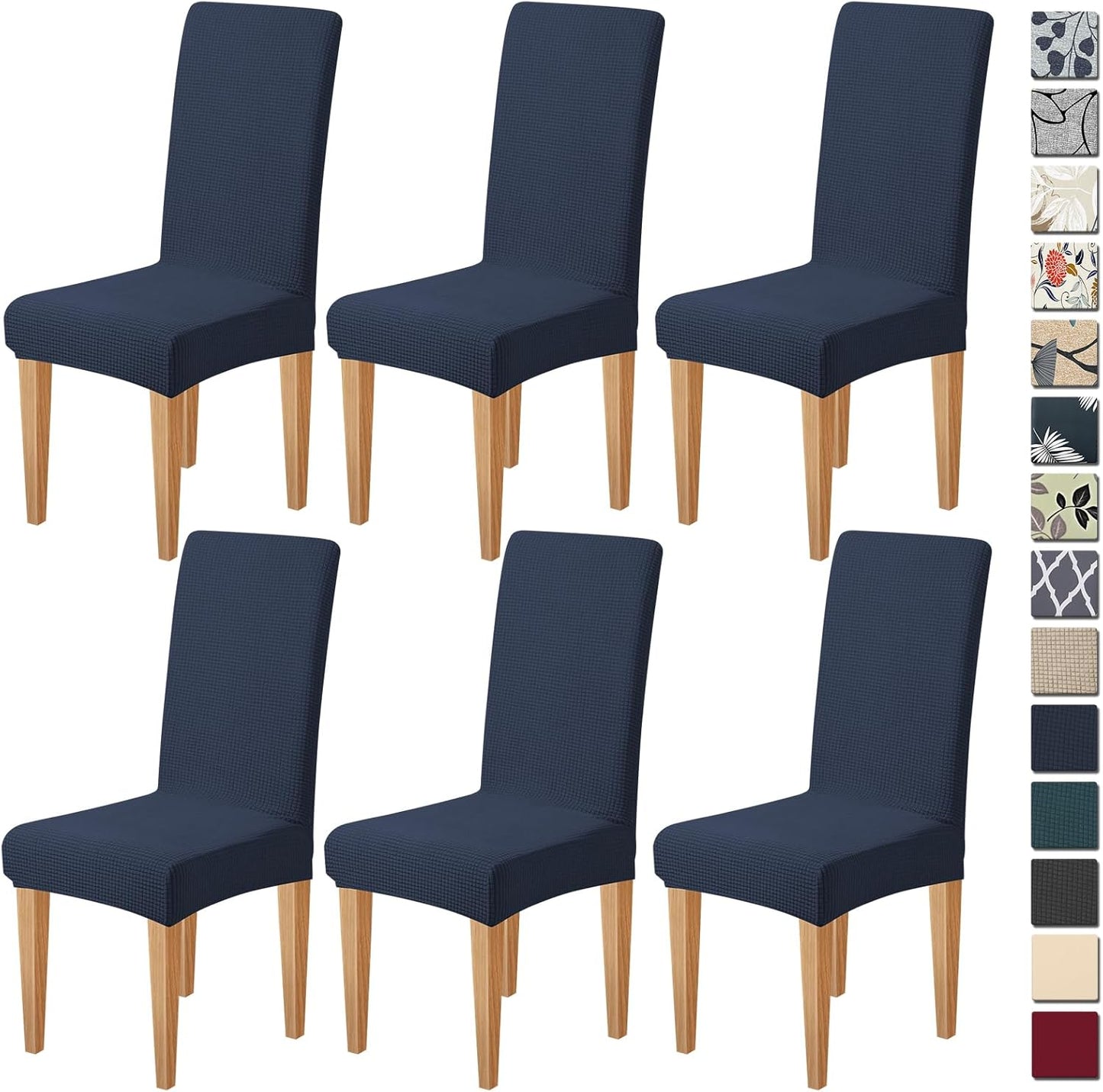 Dioxide High Stretch Chair Covers for Dining Chairs, Washable Dining Chair Covers Set of 6, Soft Dining Chairs Seat Covers, Parsons Chair Slipcover Protectors for Home Hotel Restaurant Banquet