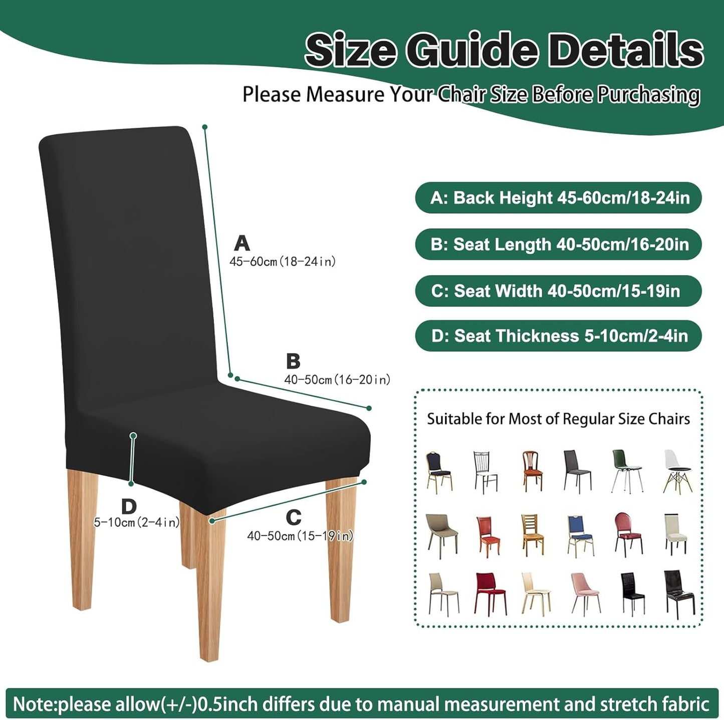Dioxide High Stretch Chair Covers for Dining Chairs, Washable Dining Chair Covers Set of 6, Soft Dining Chairs Seat Covers, Parsons Chair Slipcover Protectors for Home Hotel Restaurant Banquet