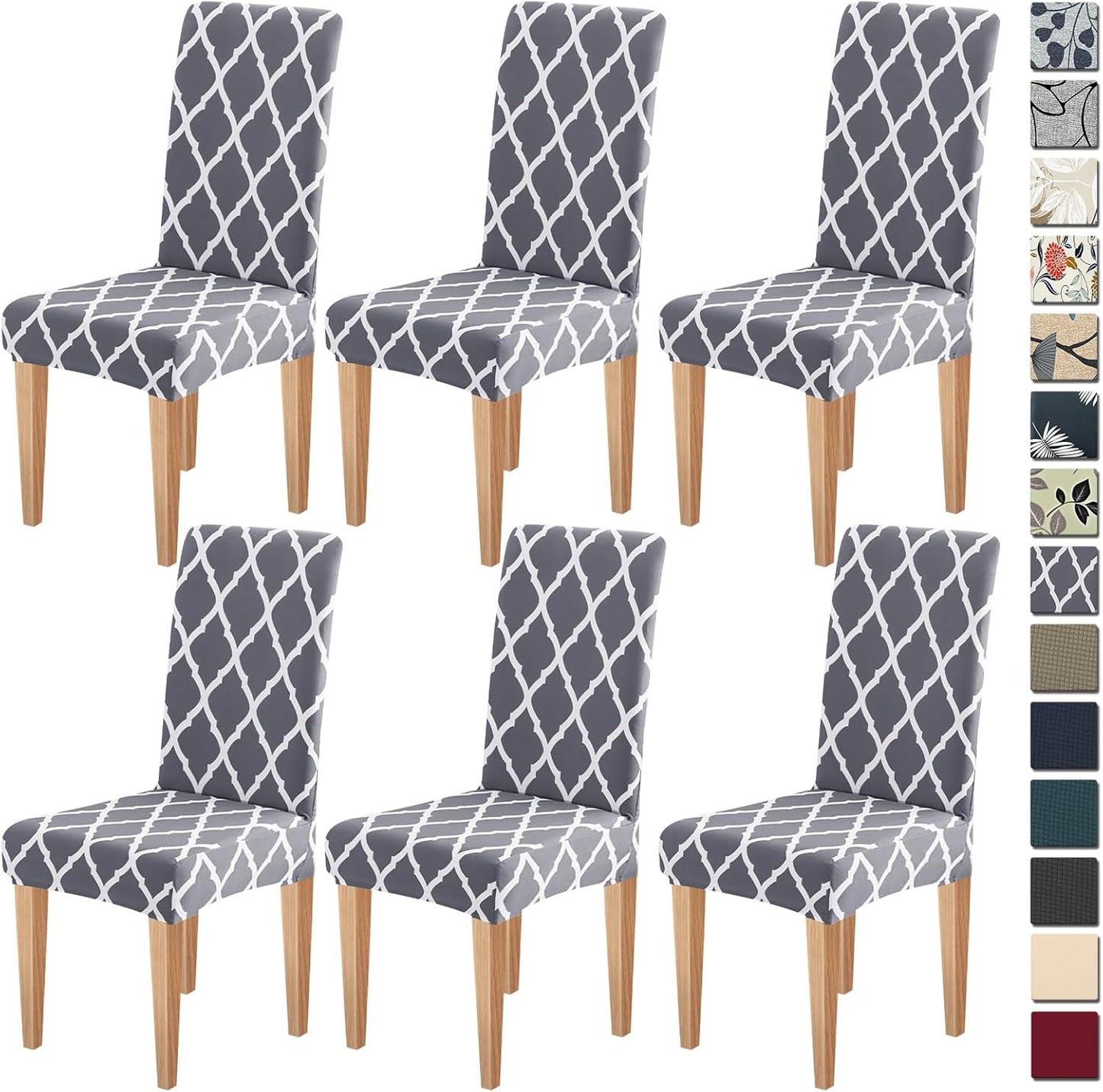 Dioxide High Stretch Chair Covers for Dining Chairs, Washable Dining Chair Covers Set of 6, Soft Dining Chairs Seat Covers, Parsons Chair Slipcover Protectors for Home Hotel Restaurant Banquet