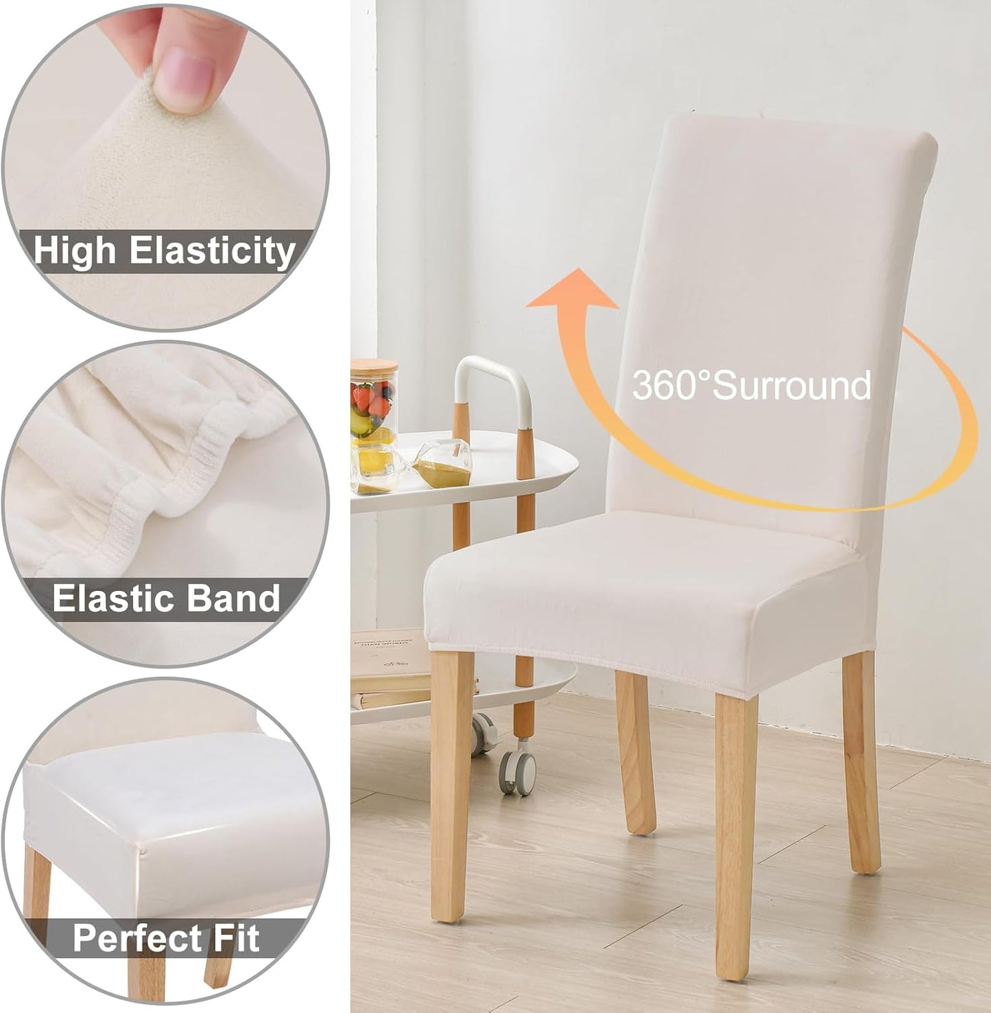 Smiry Velvet Stretch Chair Covers for Dining Room Set of 4, Soft Fit Removable Washable Kitchen Parsons Chair Slipcover Protector, Cream