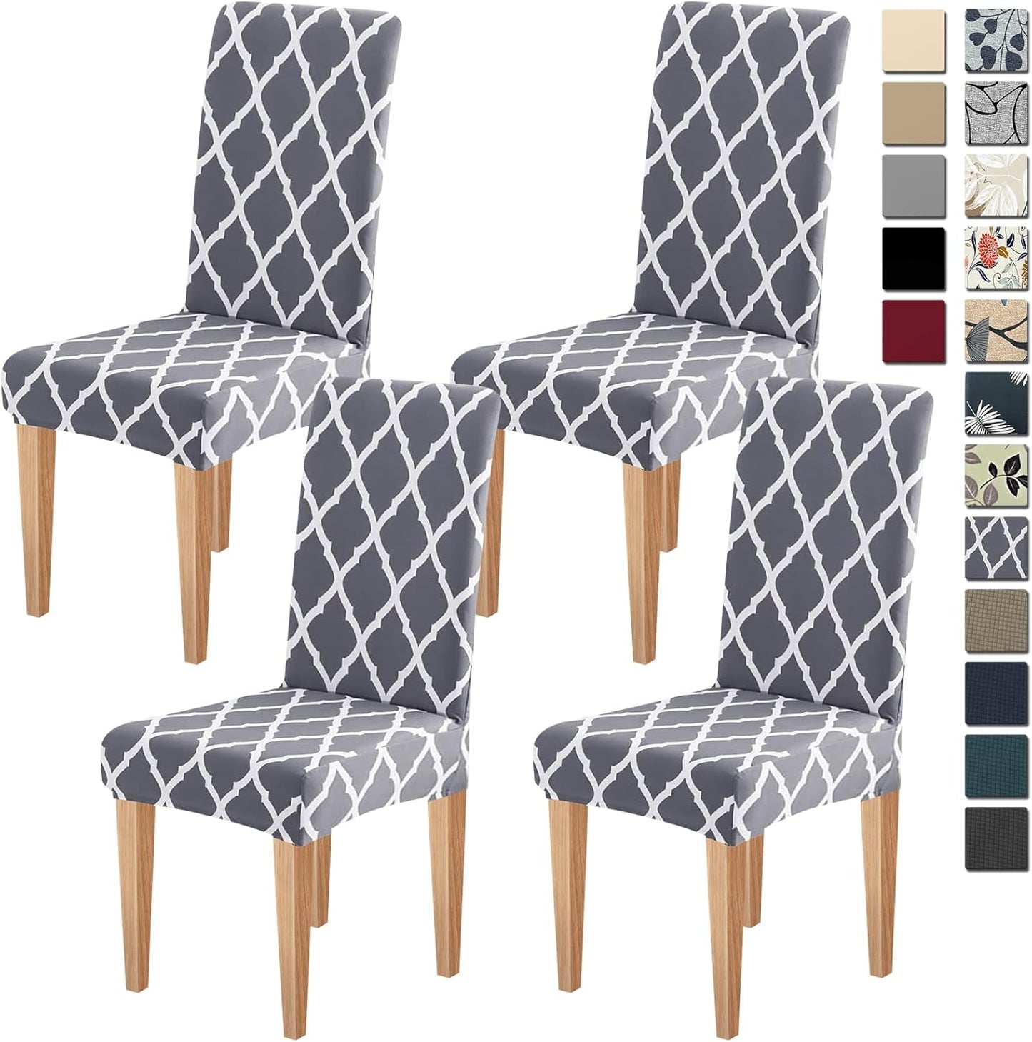 Dioxide High Stretch Chair Covers for Dining Chairs, Washable Dining Chair Covers Set of 6, Soft Dining Chairs Seat Covers, Parsons Chair Slipcover Protectors for Home Hotel Restaurant Banquet