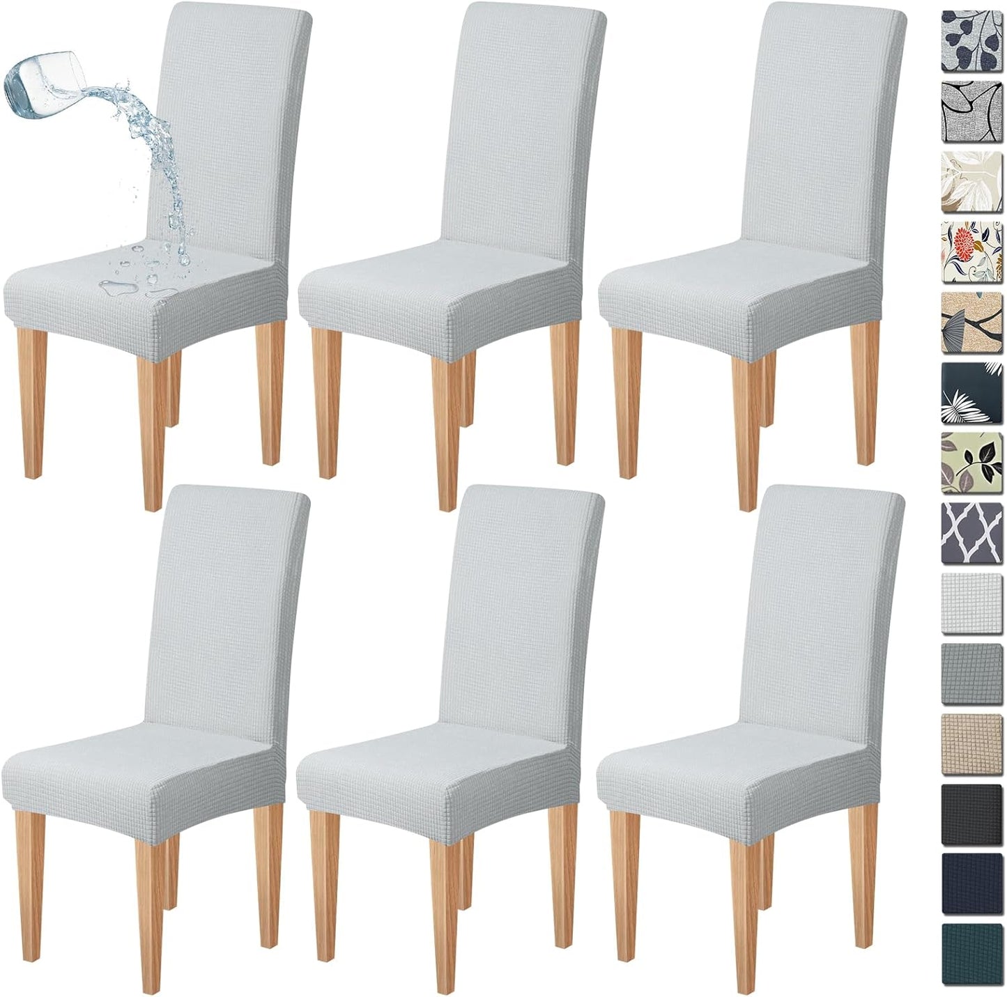 Dioxide High Stretch Chair Covers for Dining Chairs, Washable Dining Chair Covers Set of 6, Soft Dining Chairs Seat Covers, Parsons Chair Slipcover Protectors for Home Hotel Restaurant Banquet