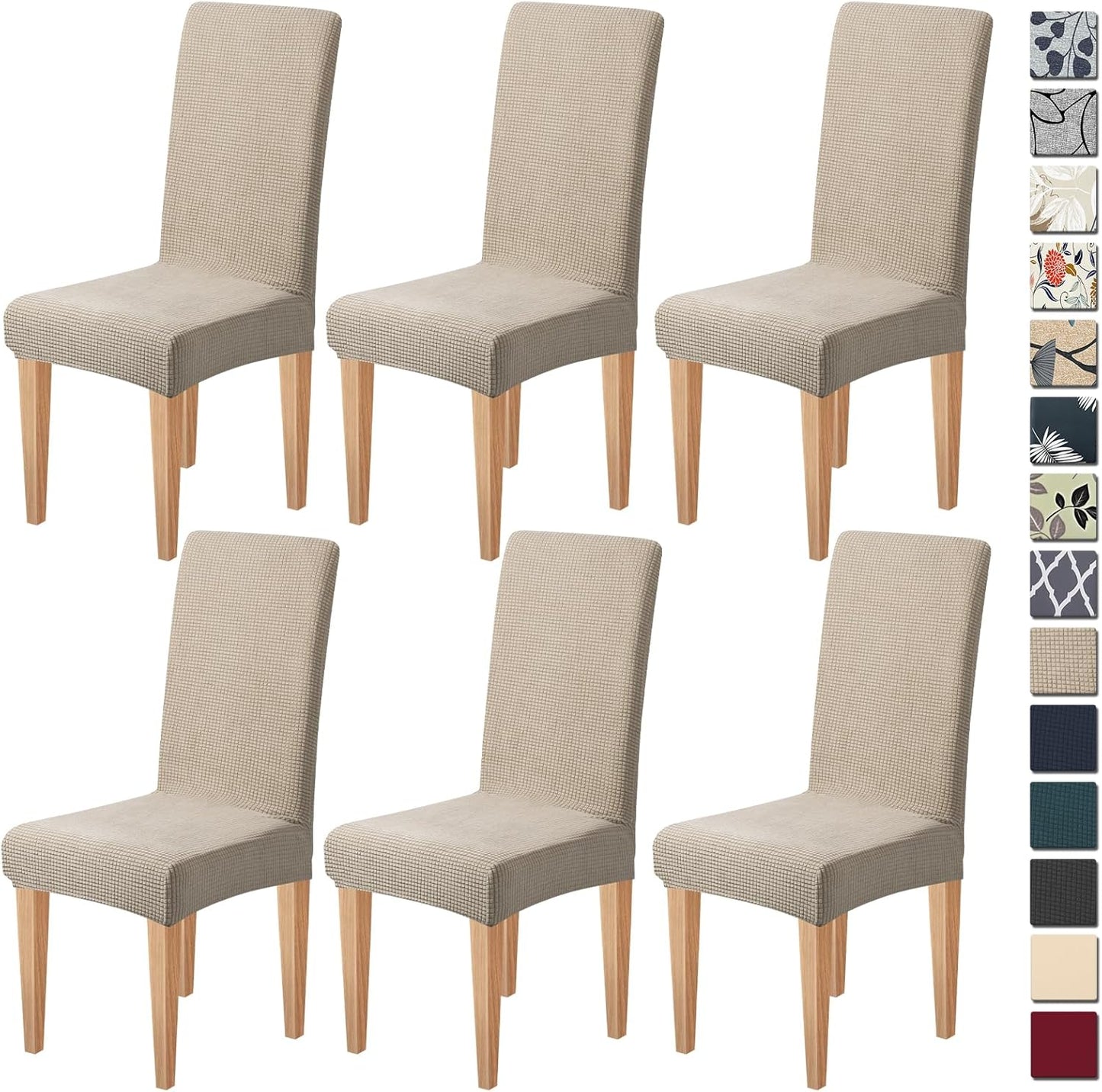 Dioxide High Stretch Chair Covers for Dining Chairs, Washable Dining Chair Covers Set of 6, Soft Dining Chairs Seat Covers, Parsons Chair Slipcover Protectors for Home Hotel Restaurant Banquet