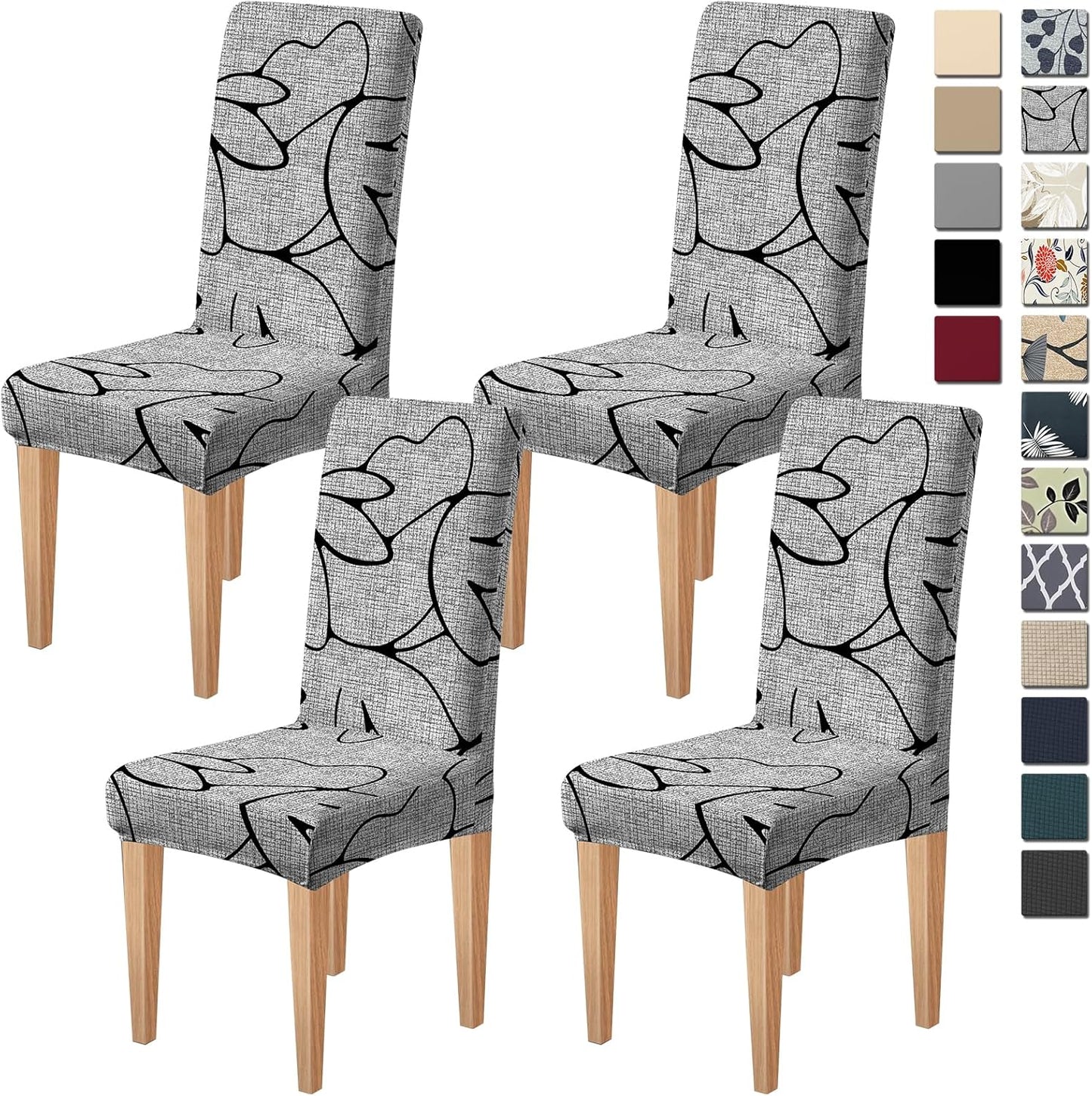 Dioxide High Stretch Chair Covers for Dining Chairs, Washable Dining Chair Covers Set of 6, Soft Dining Chairs Seat Covers, Parsons Chair Slipcover Protectors for Home Hotel Restaurant Banquet