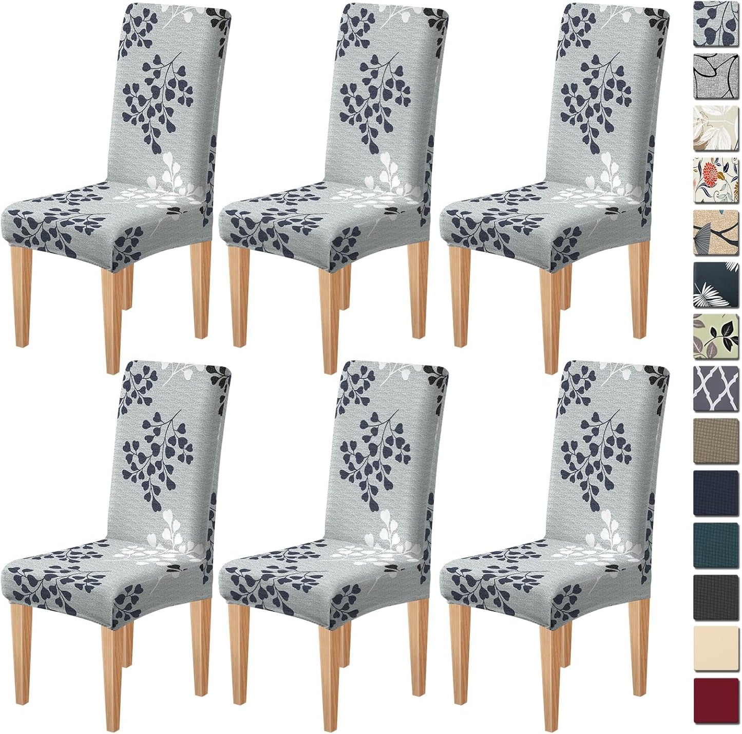 Dioxide High Stretch Chair Covers for Dining Chairs, Washable Dining Chair Covers Set of 6, Soft Dining Chairs Seat Covers, Parsons Chair Slipcover Protectors for Home Hotel Restaurant Banquet