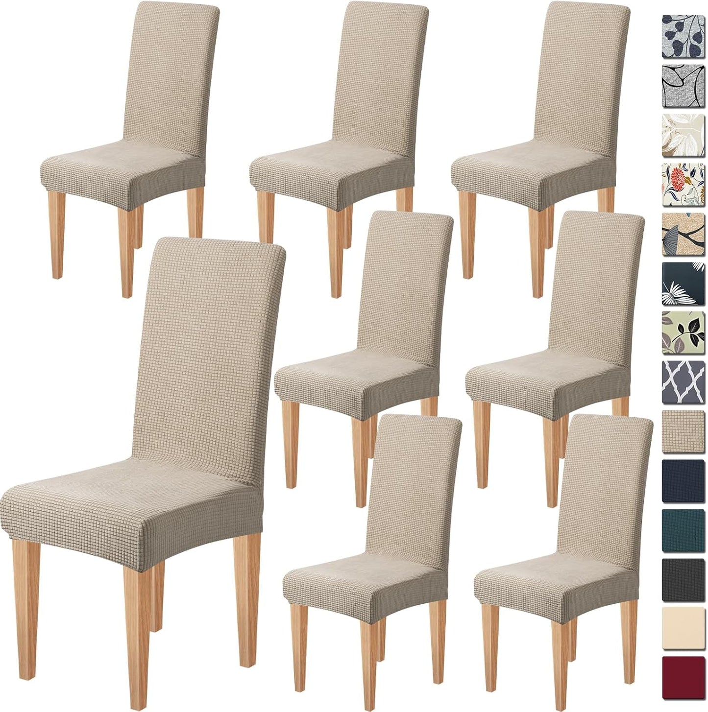 Dioxide High Stretch Chair Covers for Dining Chairs, Washable Dining Chair Covers Set of 6, Soft Dining Chairs Seat Covers, Parsons Chair Slipcover Protectors for Home Hotel Restaurant Banquet