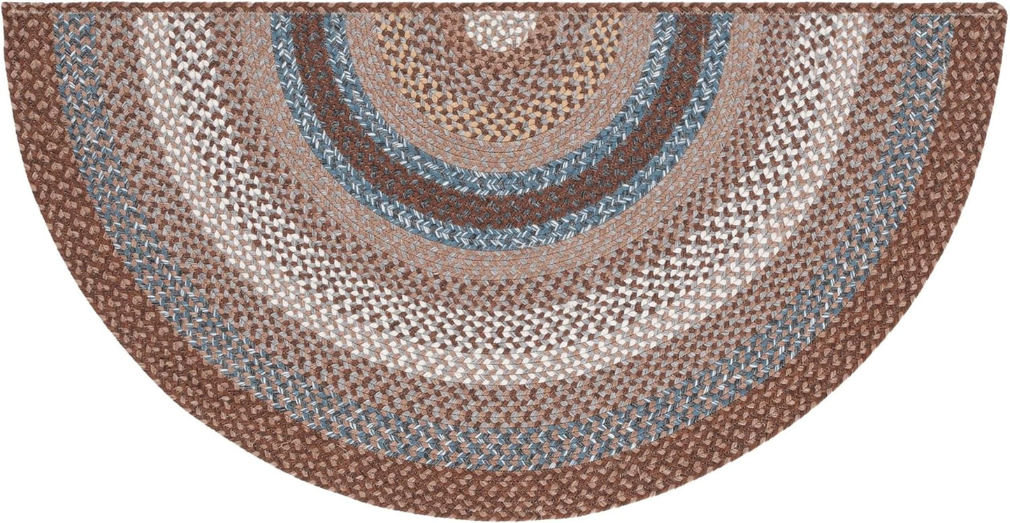 SAFAVIEH Braided Collection Area Rug - 8' Round, Brown & Multi, Handmade Country Cottage Reversible, Ideal for High Traffic Areas in Living Room, Bedroom (BRD313A)