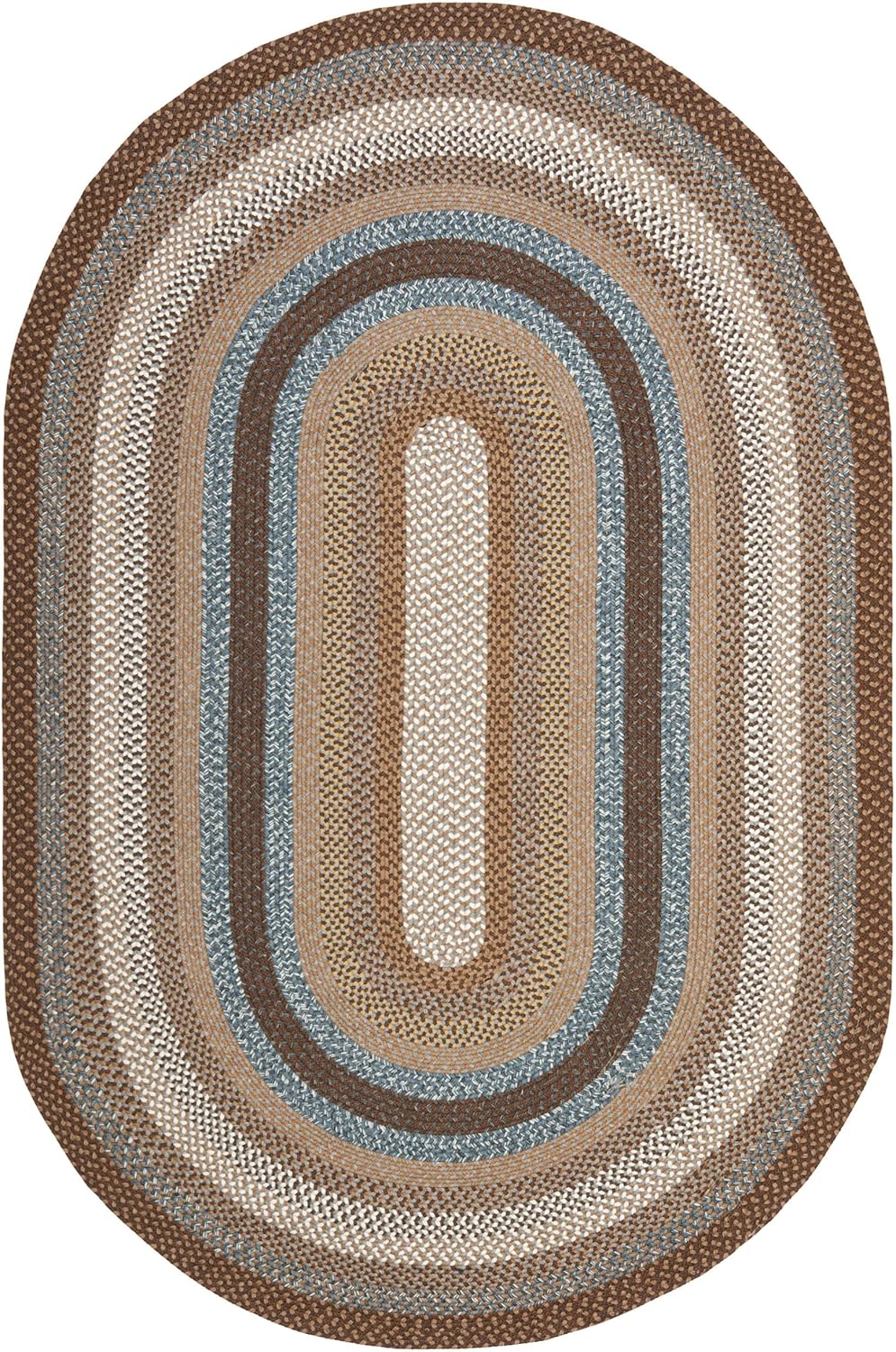 SAFAVIEH Braided Collection Area Rug - 8' Round, Brown & Multi, Handmade Country Cottage Reversible, Ideal for High Traffic Areas in Living Room, Bedroom (BRD313A)