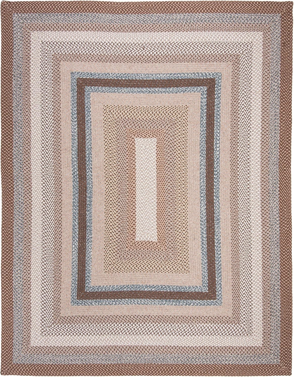 SAFAVIEH Braided Collection Area Rug - 8' Round, Brown & Multi, Handmade Country Cottage Reversible, Ideal for High Traffic Areas in Living Room, Bedroom (BRD313A)